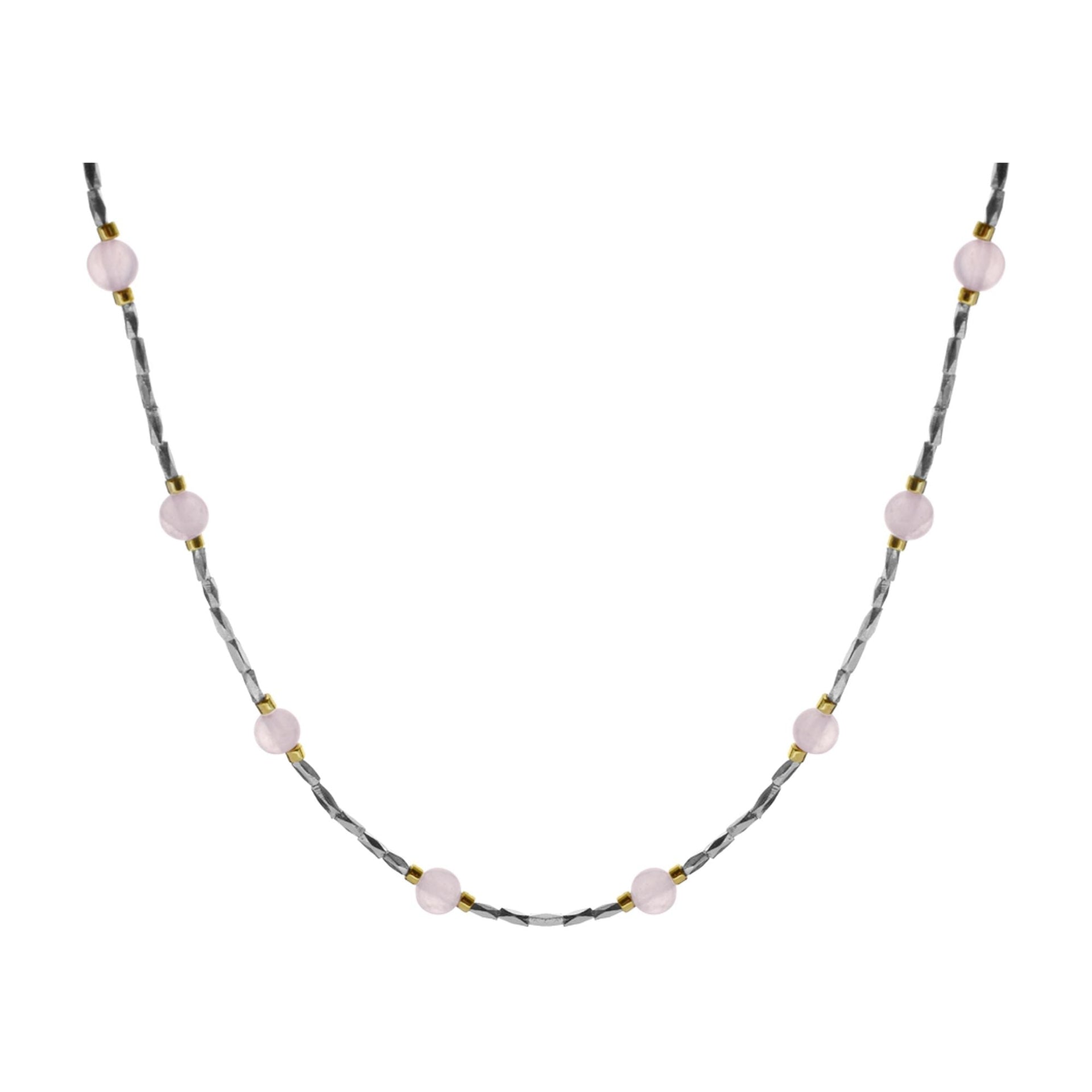 Jaelyn rose quartz necklet with gold accents