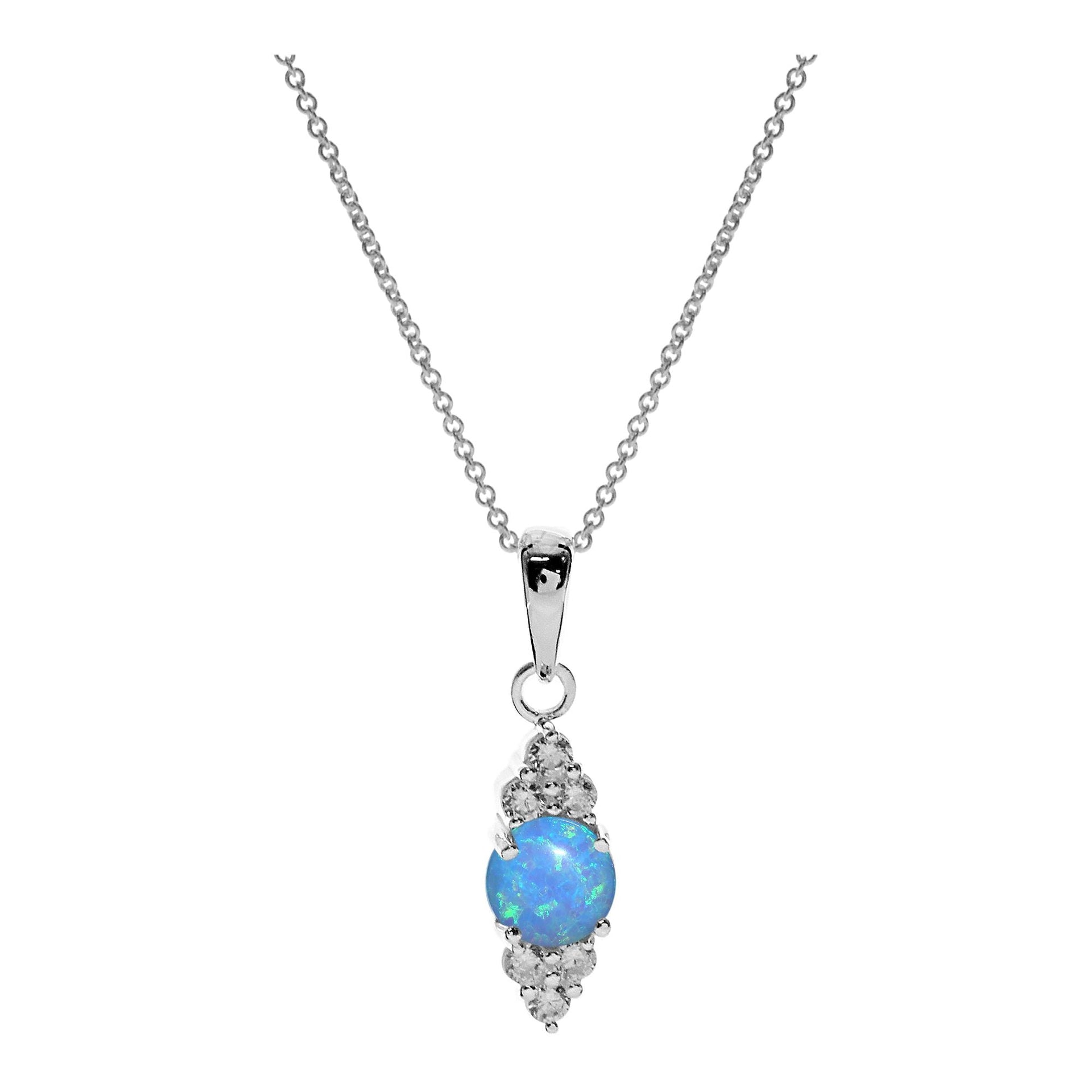 Bethan blue opalique necklet with tapered CZ
