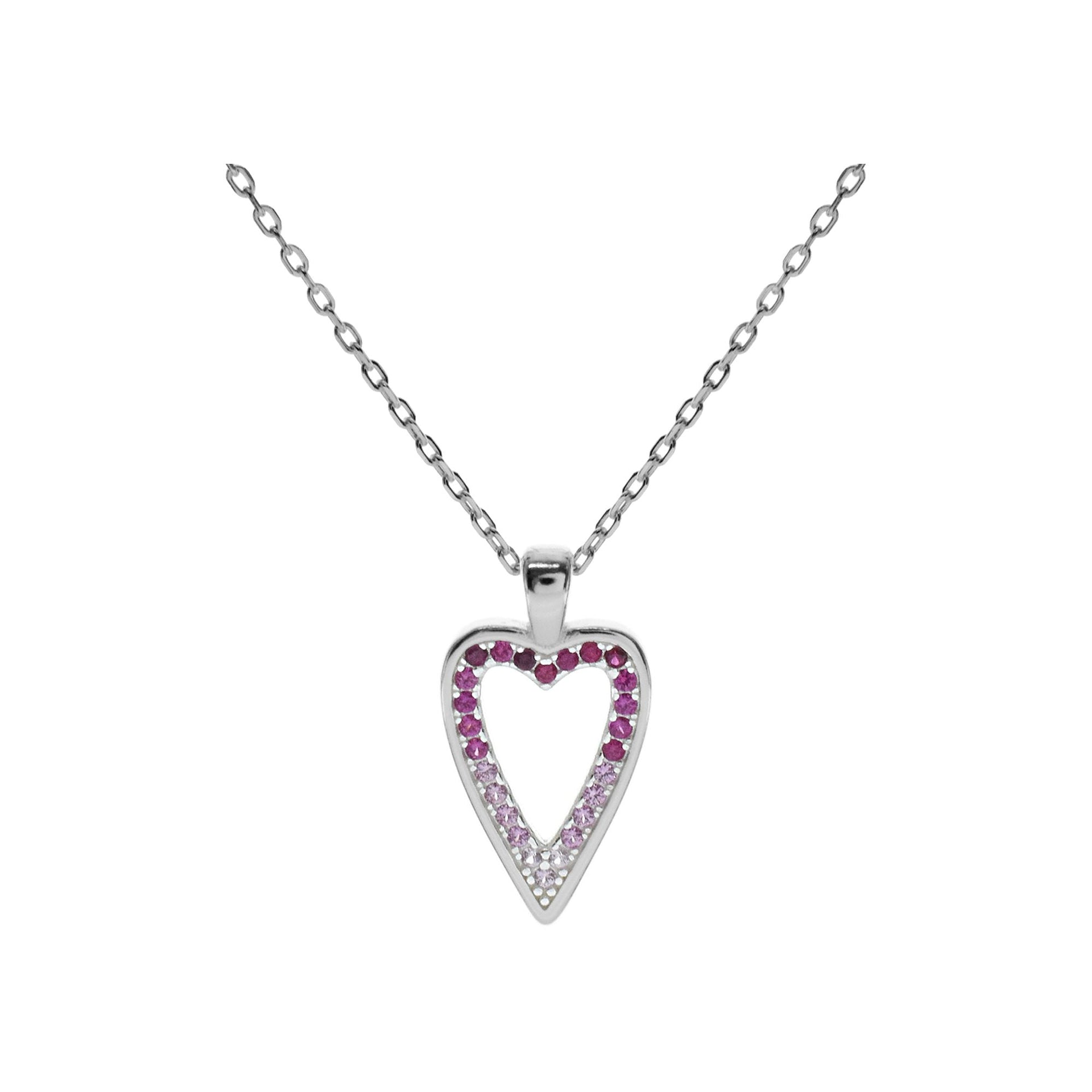Heidi pink CZ open heart necklace