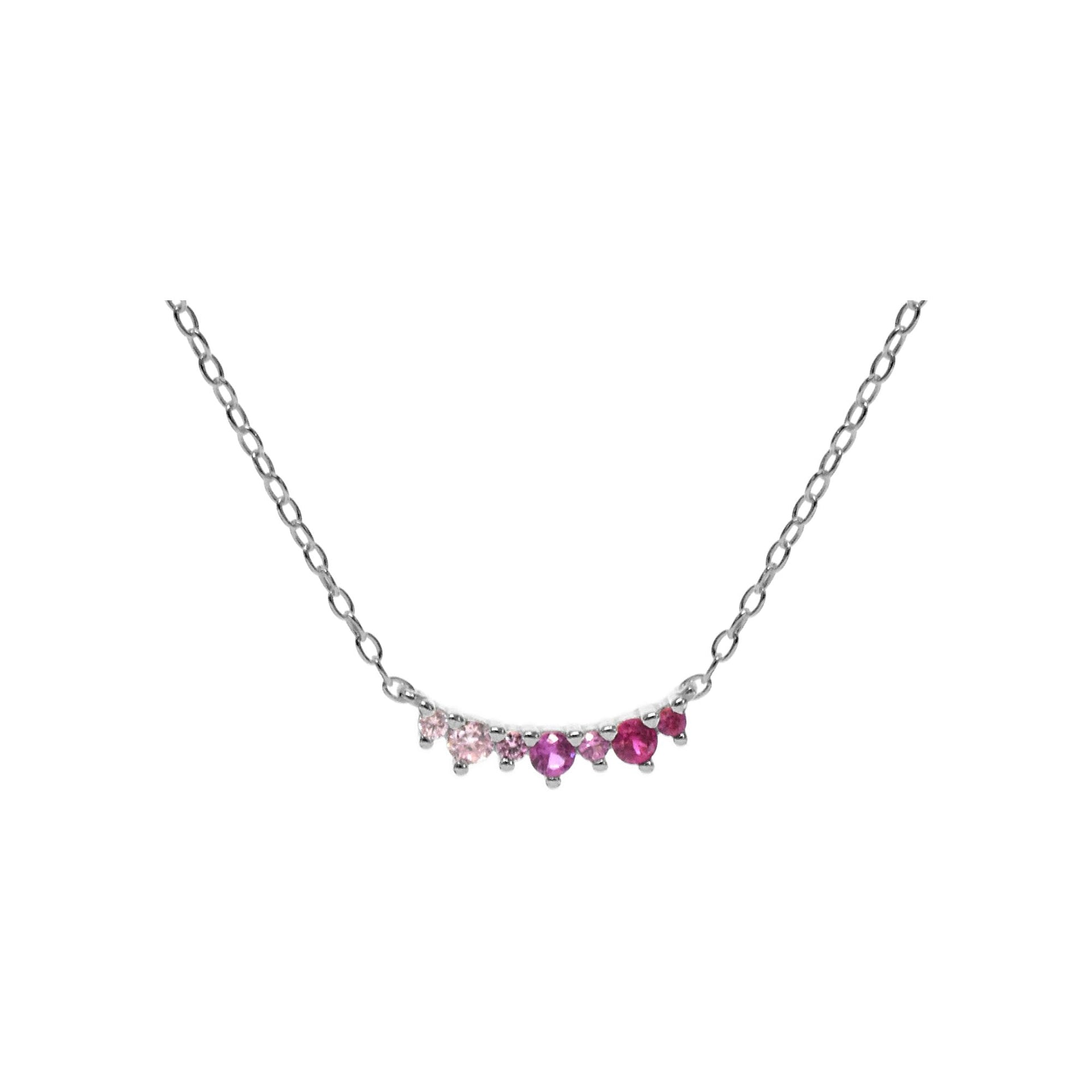 Heidi pink CZ pendant on a fine chain
