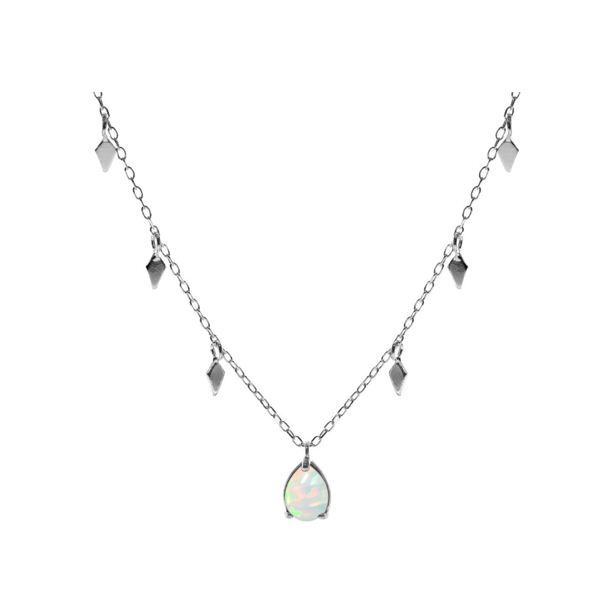 Angelica white opalique kite charm necklace