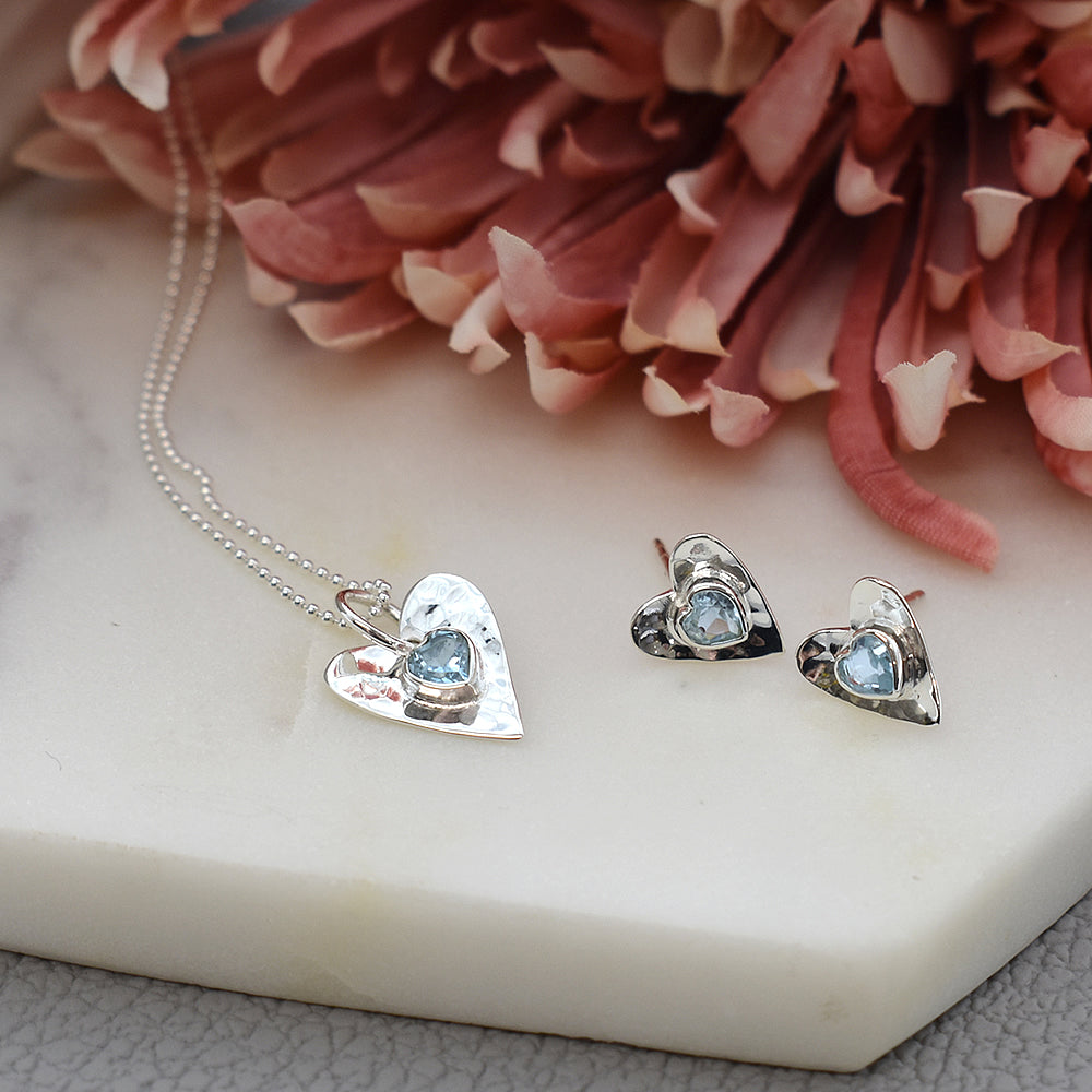 Lexi blue topaz heart studs