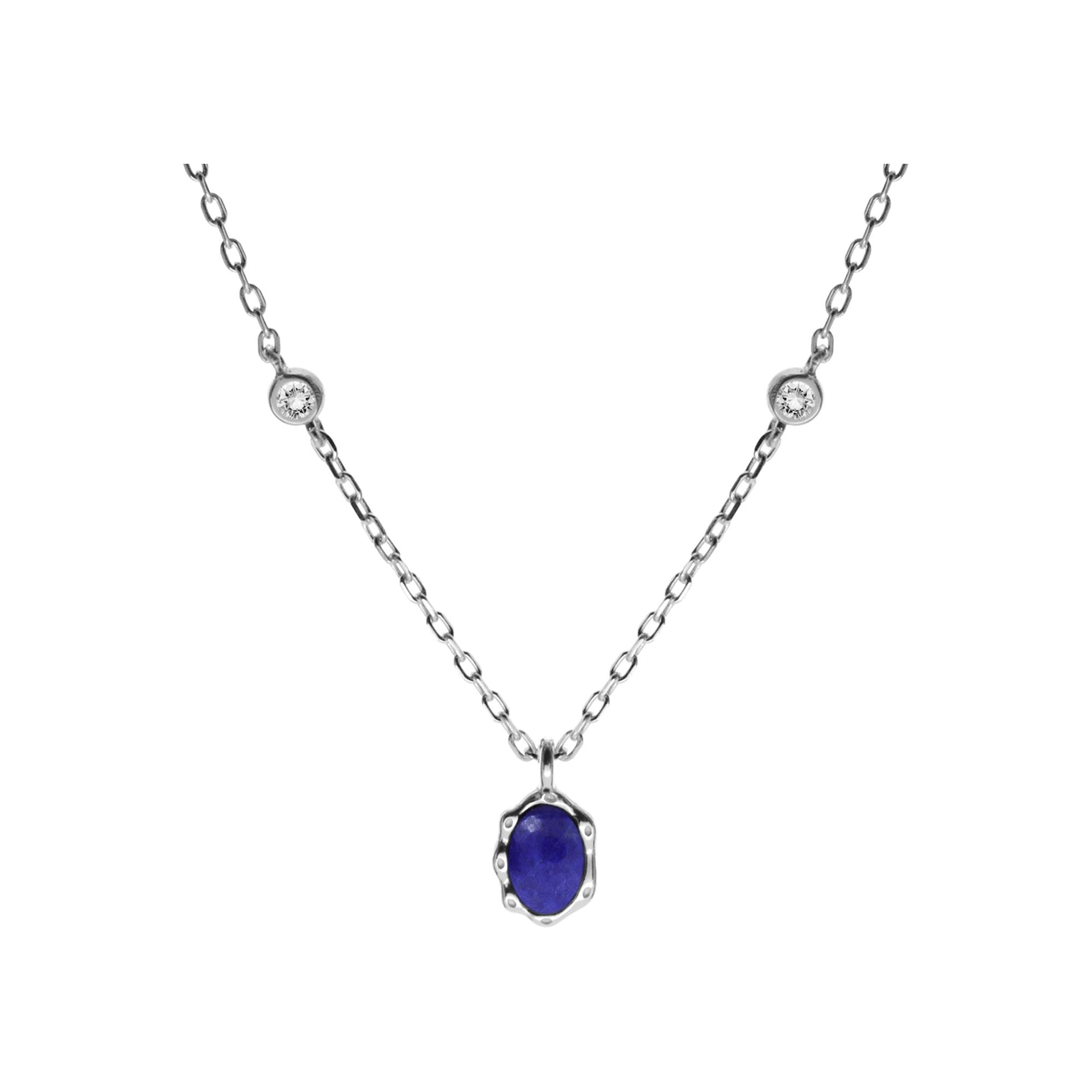 Bridget wavy edged oval lapis lazuli necklace