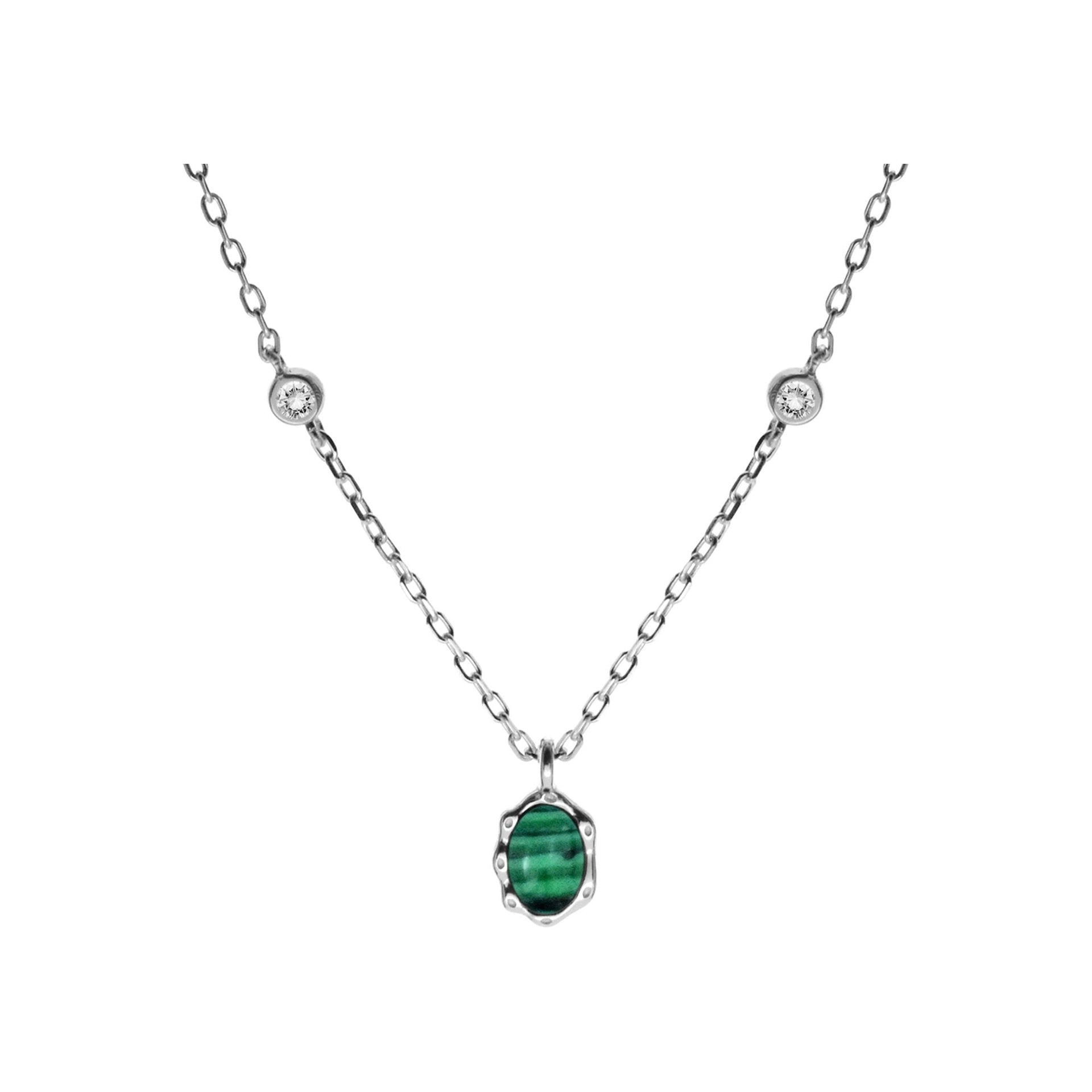 Bridget wavy edged oval malachite necklace