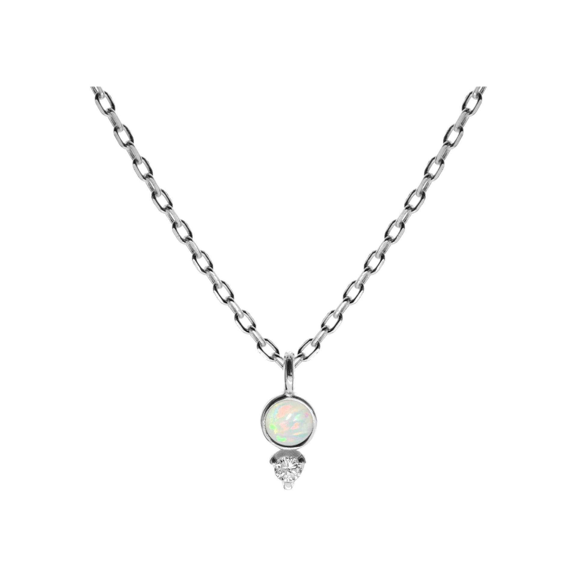 Diana round white opalique & CZ necklace