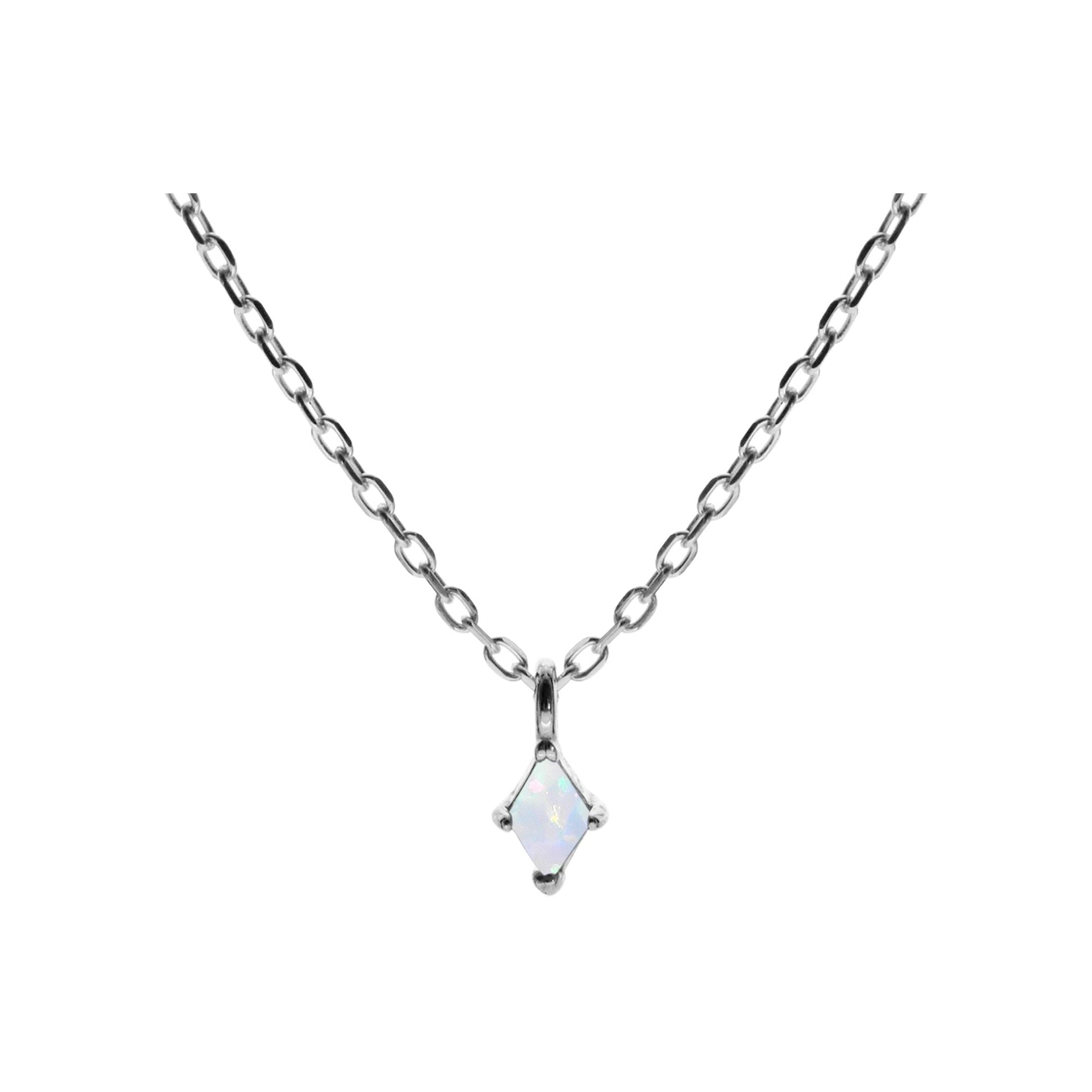 Diana diamond-shaped white opalique necklace