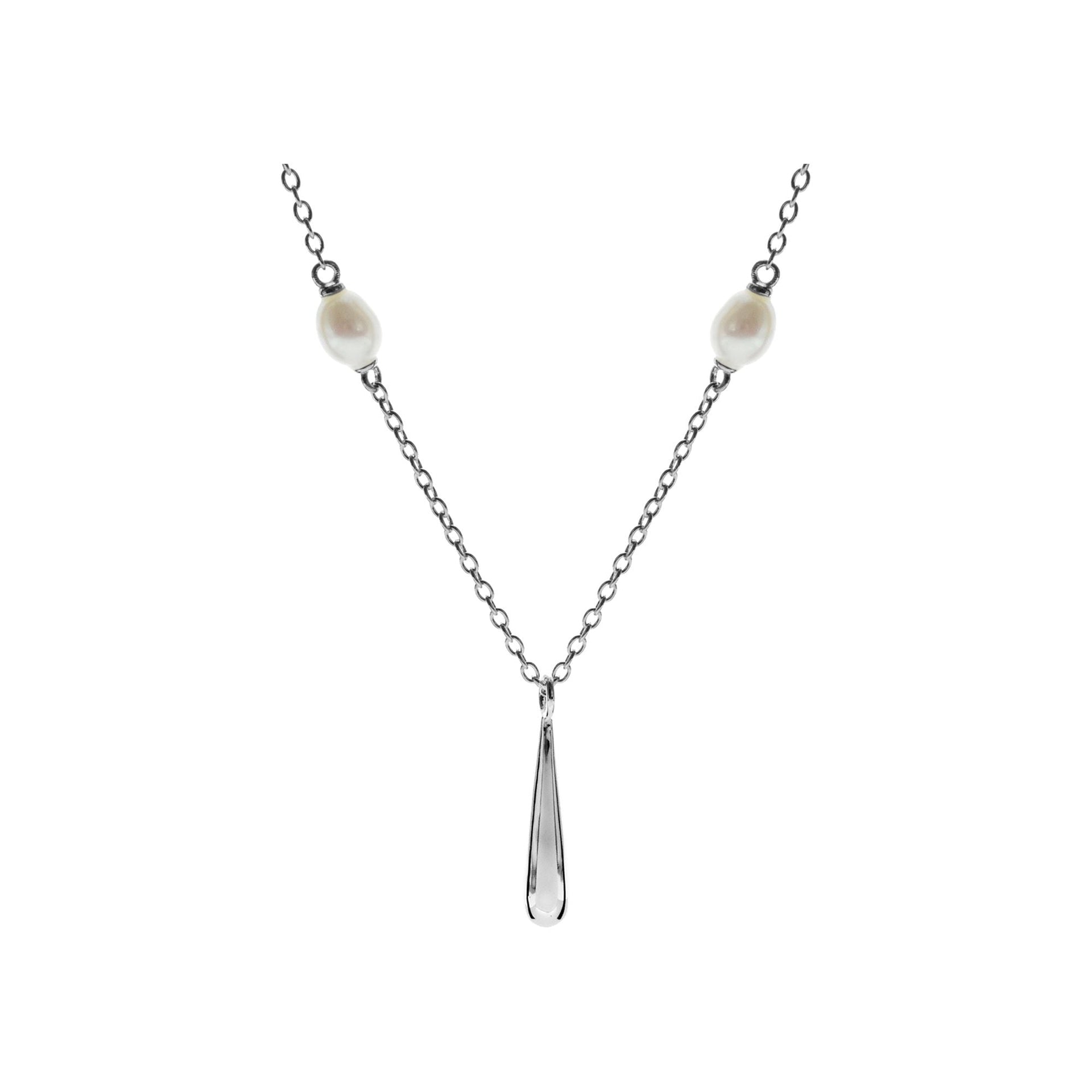 Elsie double inline pearl & elongated teardrop necklace