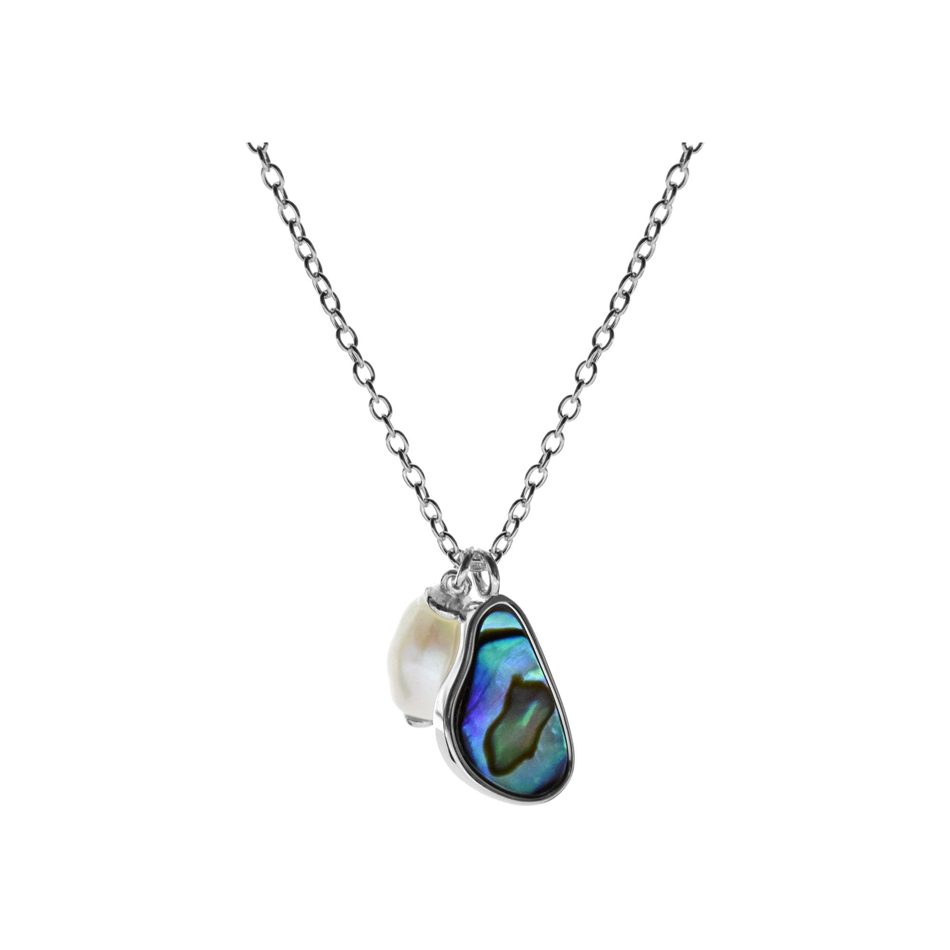Bronwen paua shell & pearl charm necklace