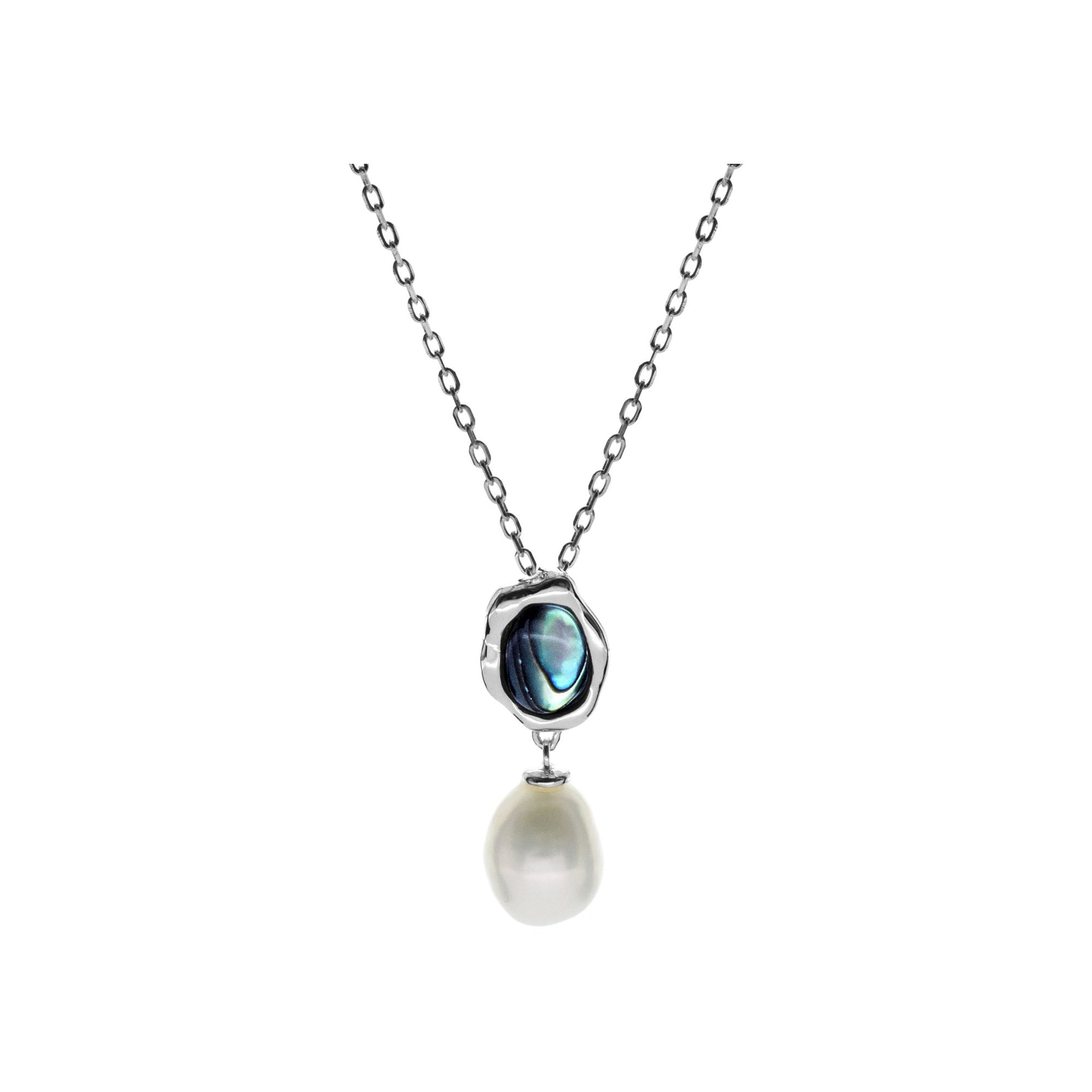 Bronwen organic paua shell & pearl necklace