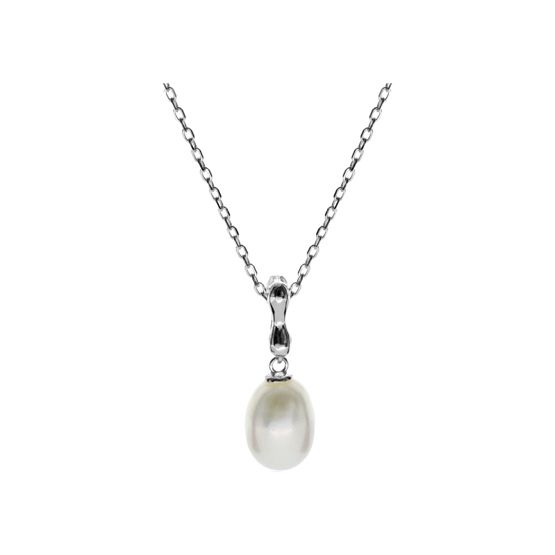 Elsie single pearl necklace with droplet bale
