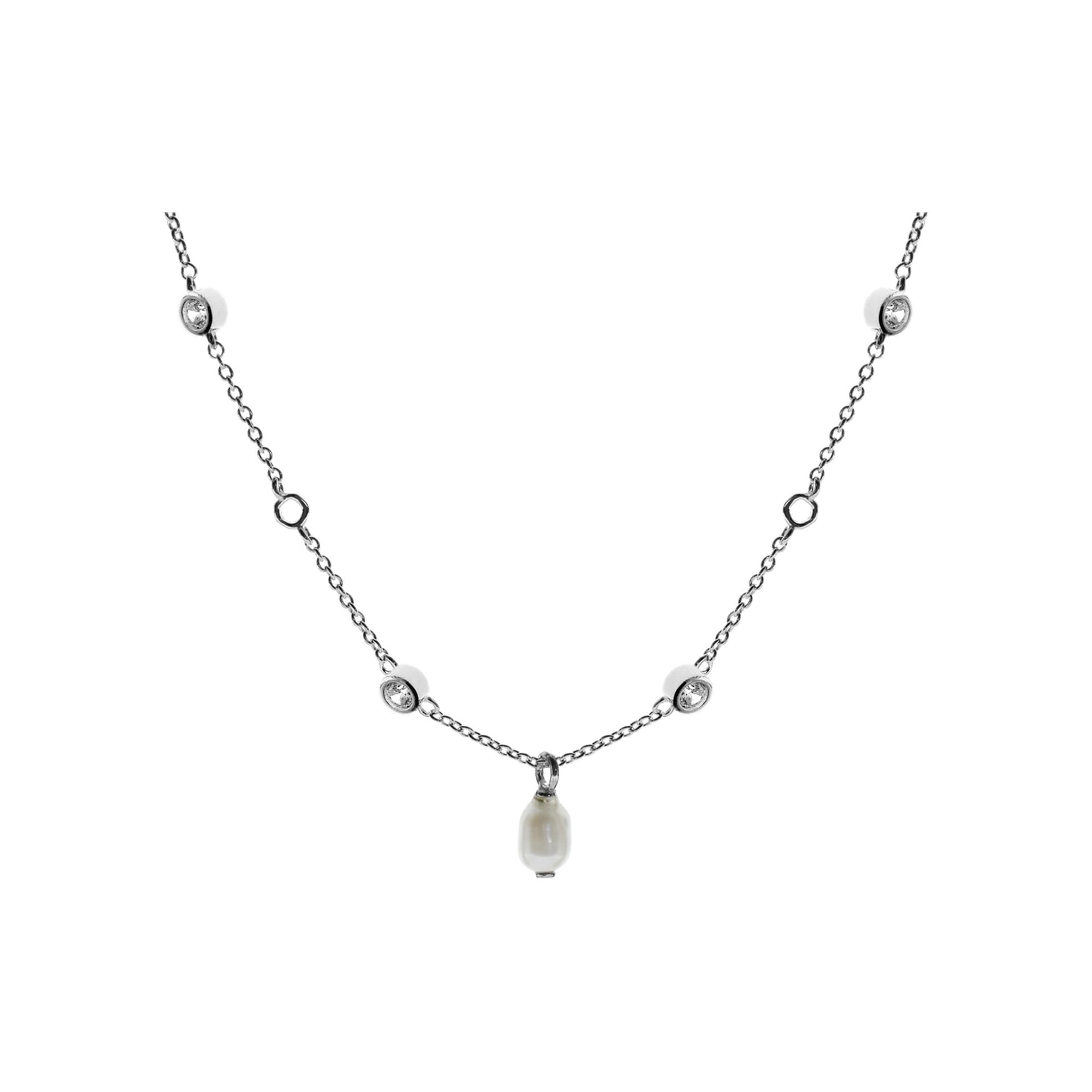 Rosa station CZ & pearl necklace