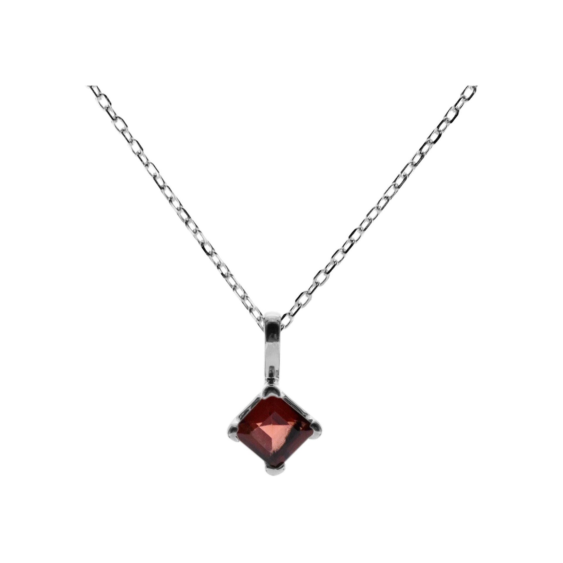 Kara offset square garnet necklace