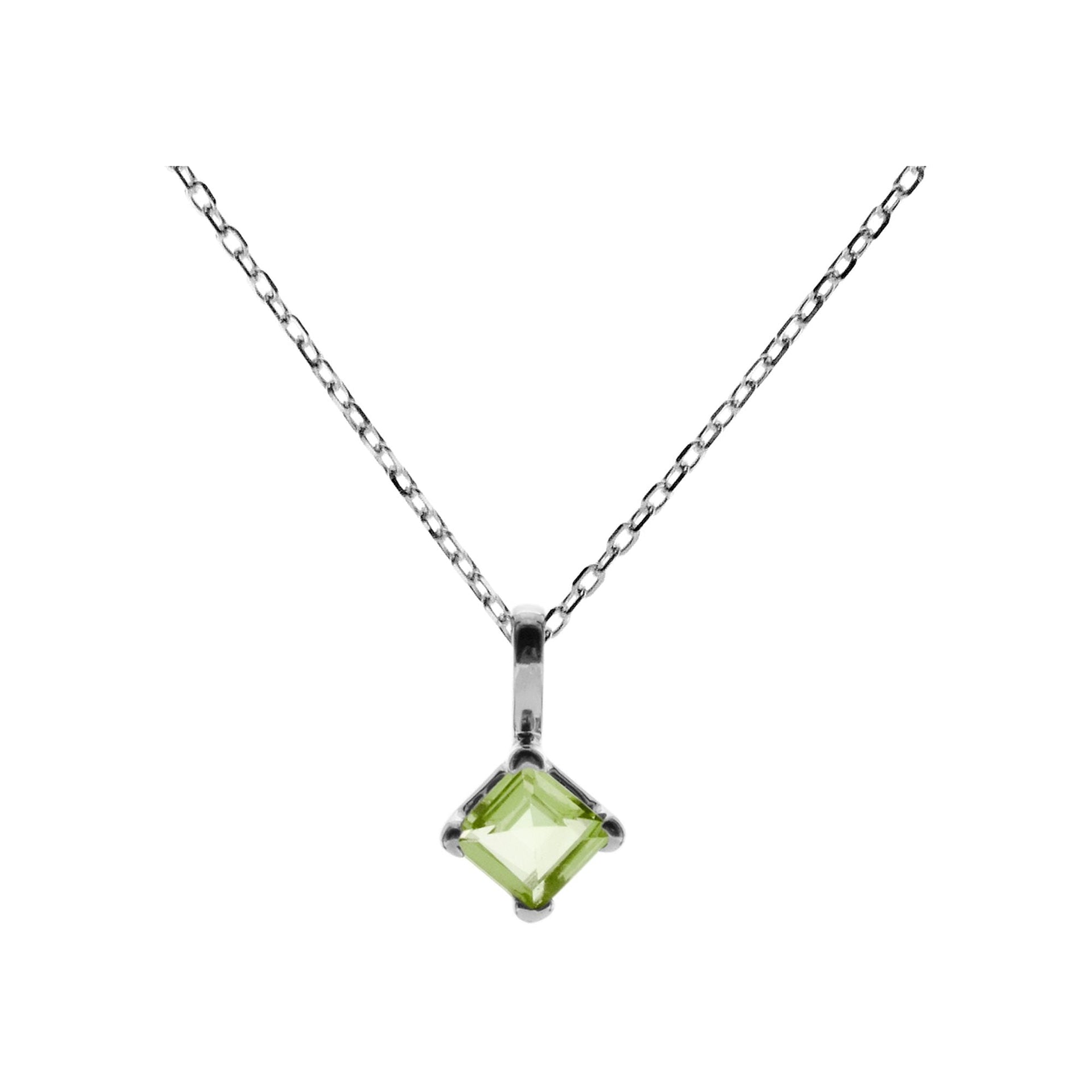 Kara offset square peridot necklace
