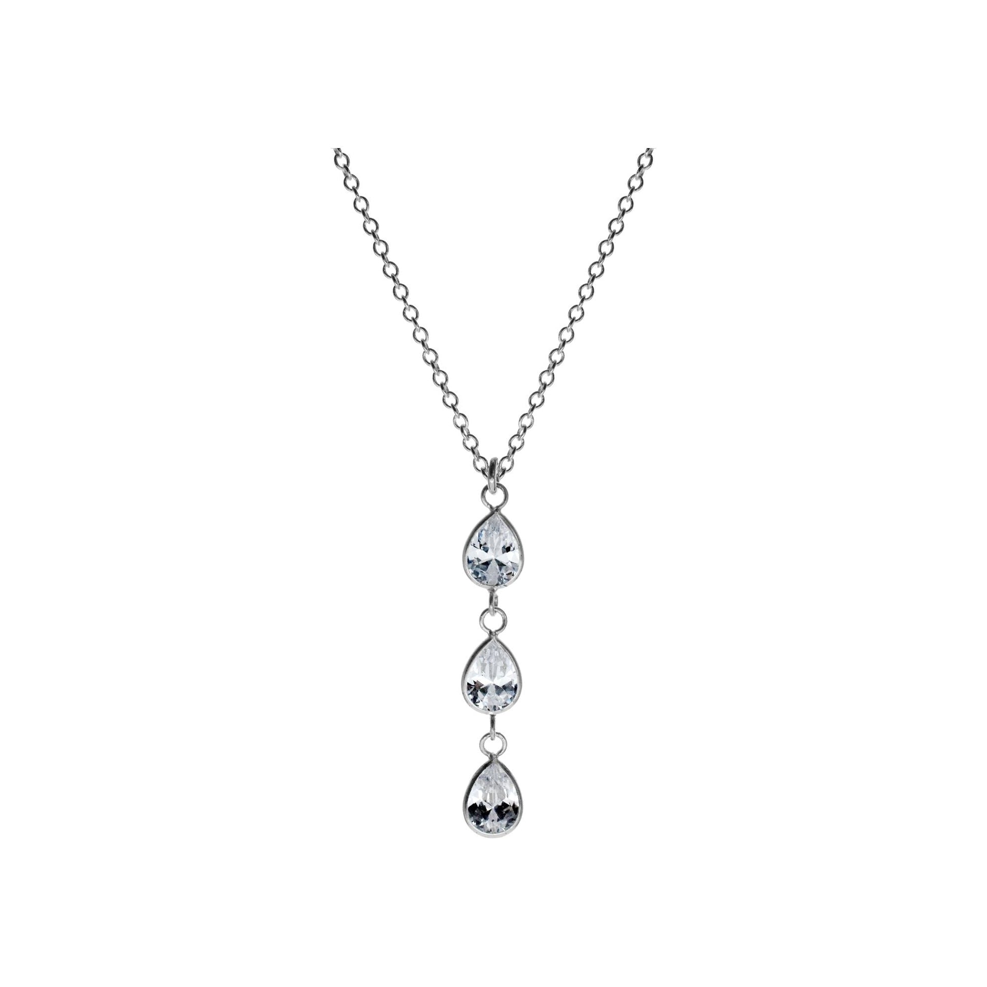 Chloe triple CZ teardrop necklace