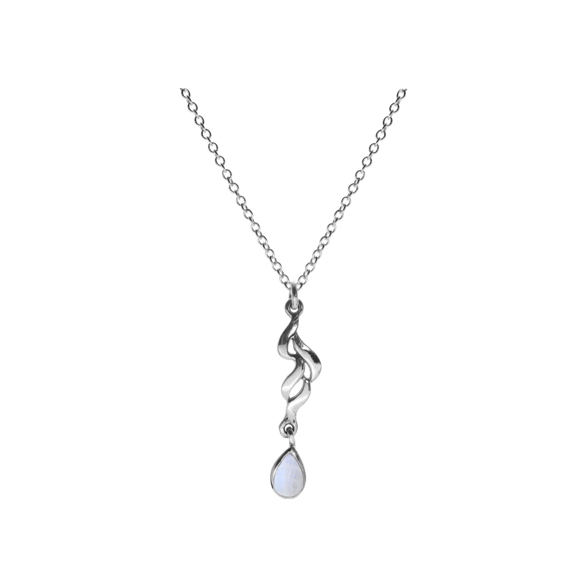 Chloe rainbow moonstone flame necklace