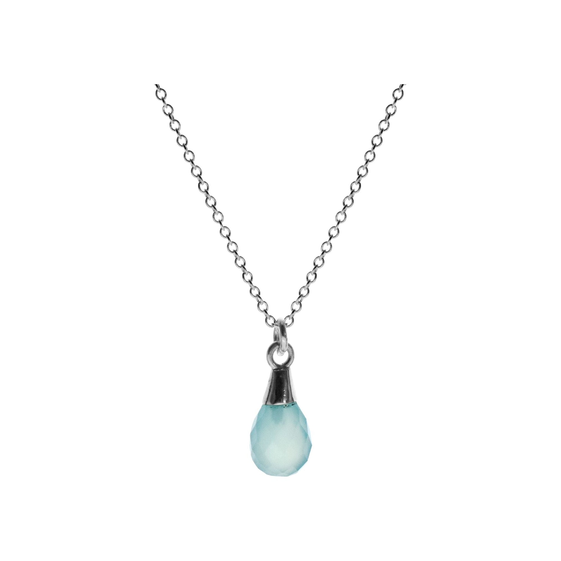 Chloe checkered blue chalcedony drop necklace