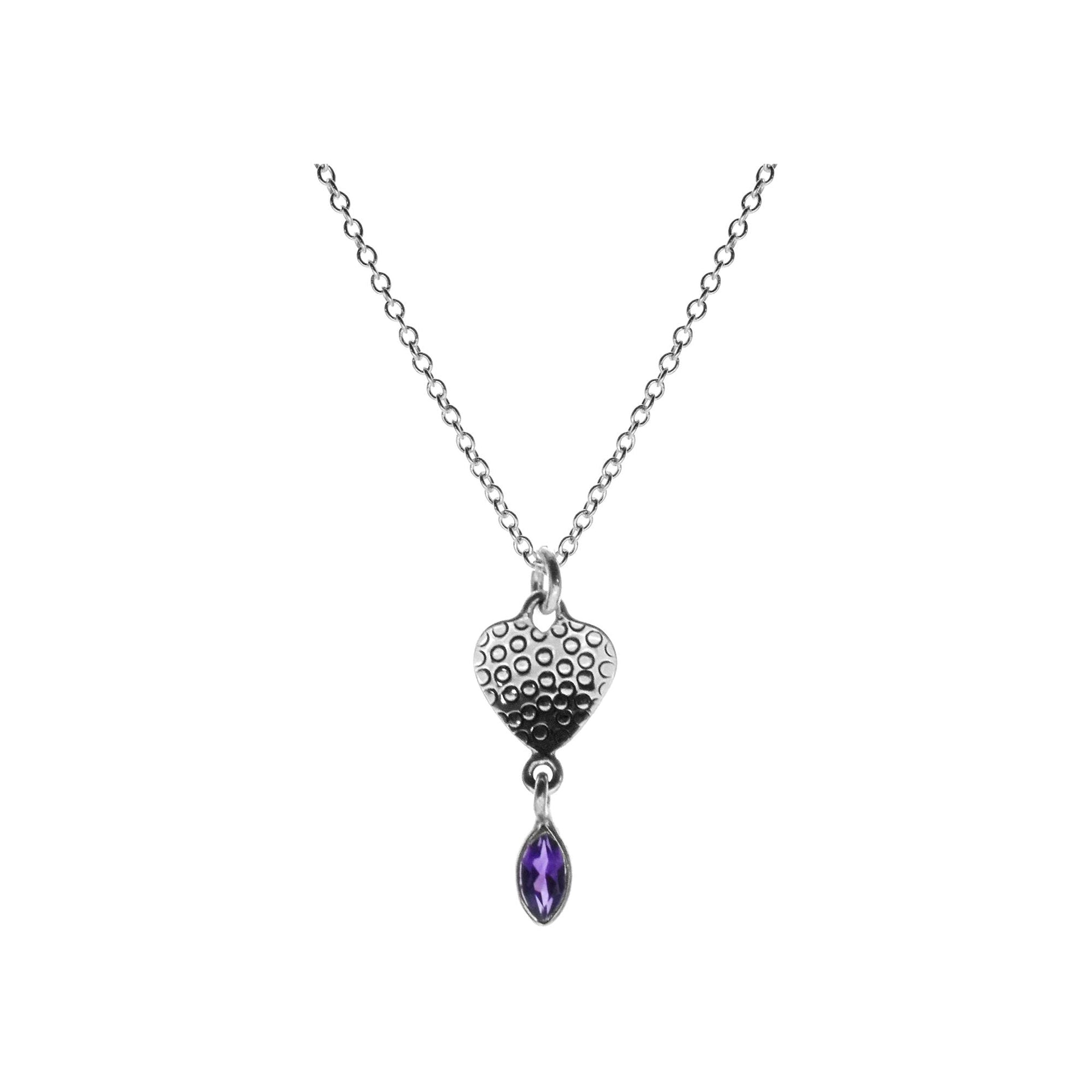 Chloe textured heart & amethyst necklace