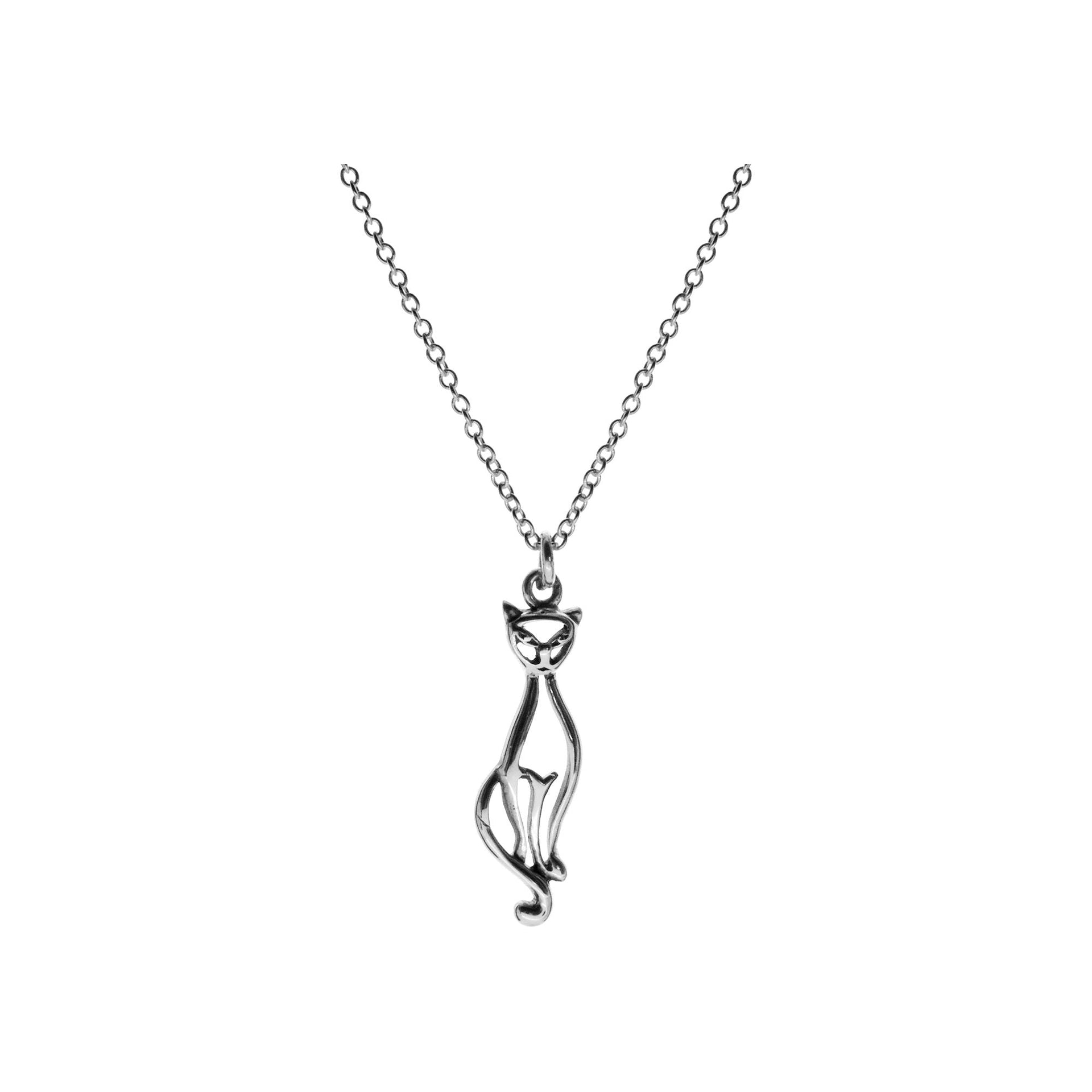 Chloe silver cat necklace