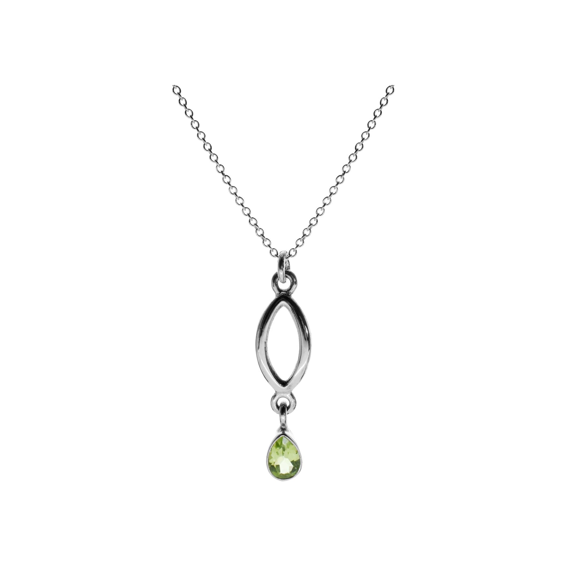 Chloe open marquis necklace with peridot teardrop