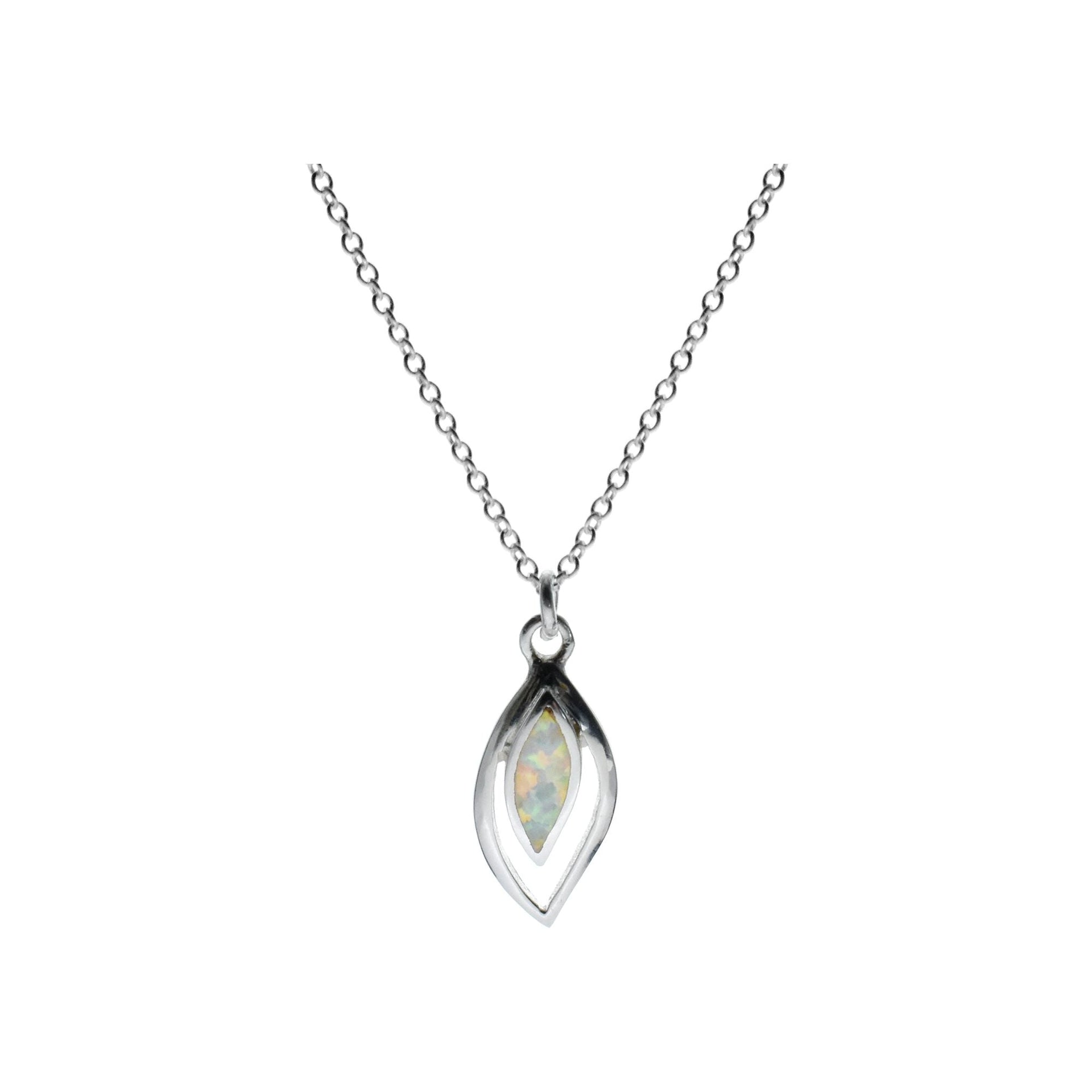 Chloe leaf shaped white opalique necklace