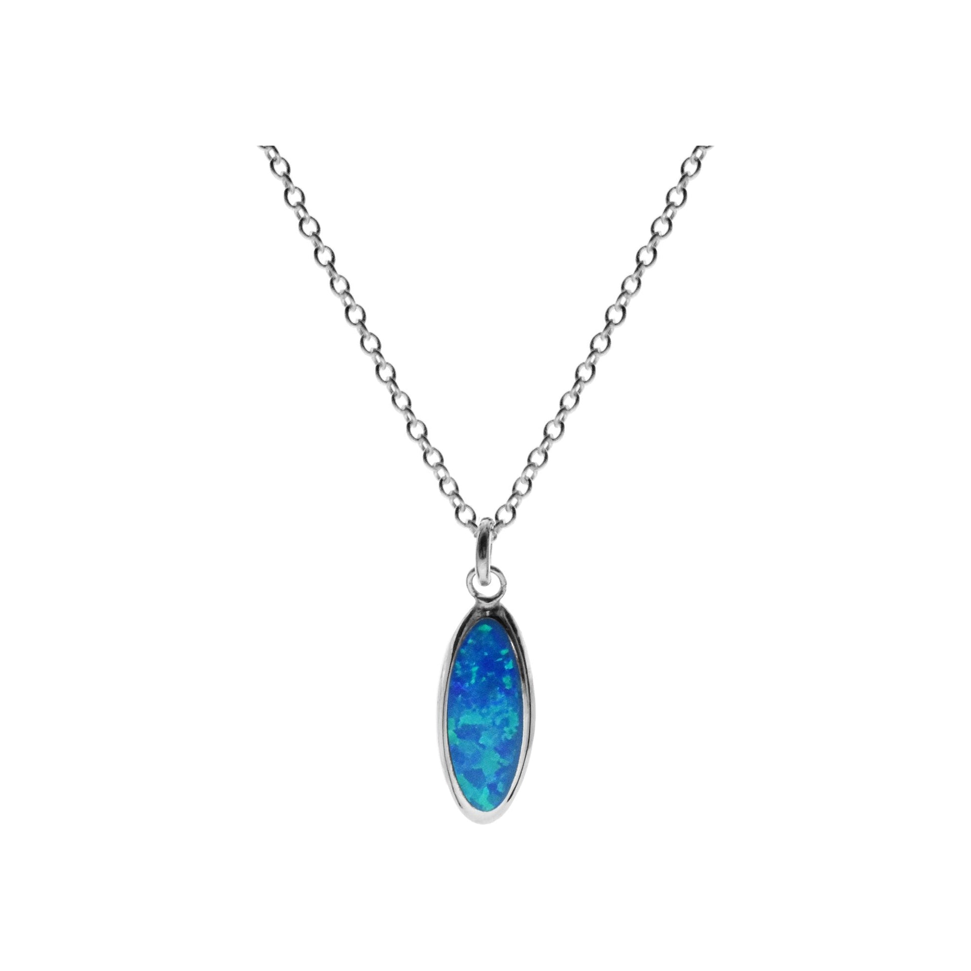 Chloe narrow oval blue opalique necklace
