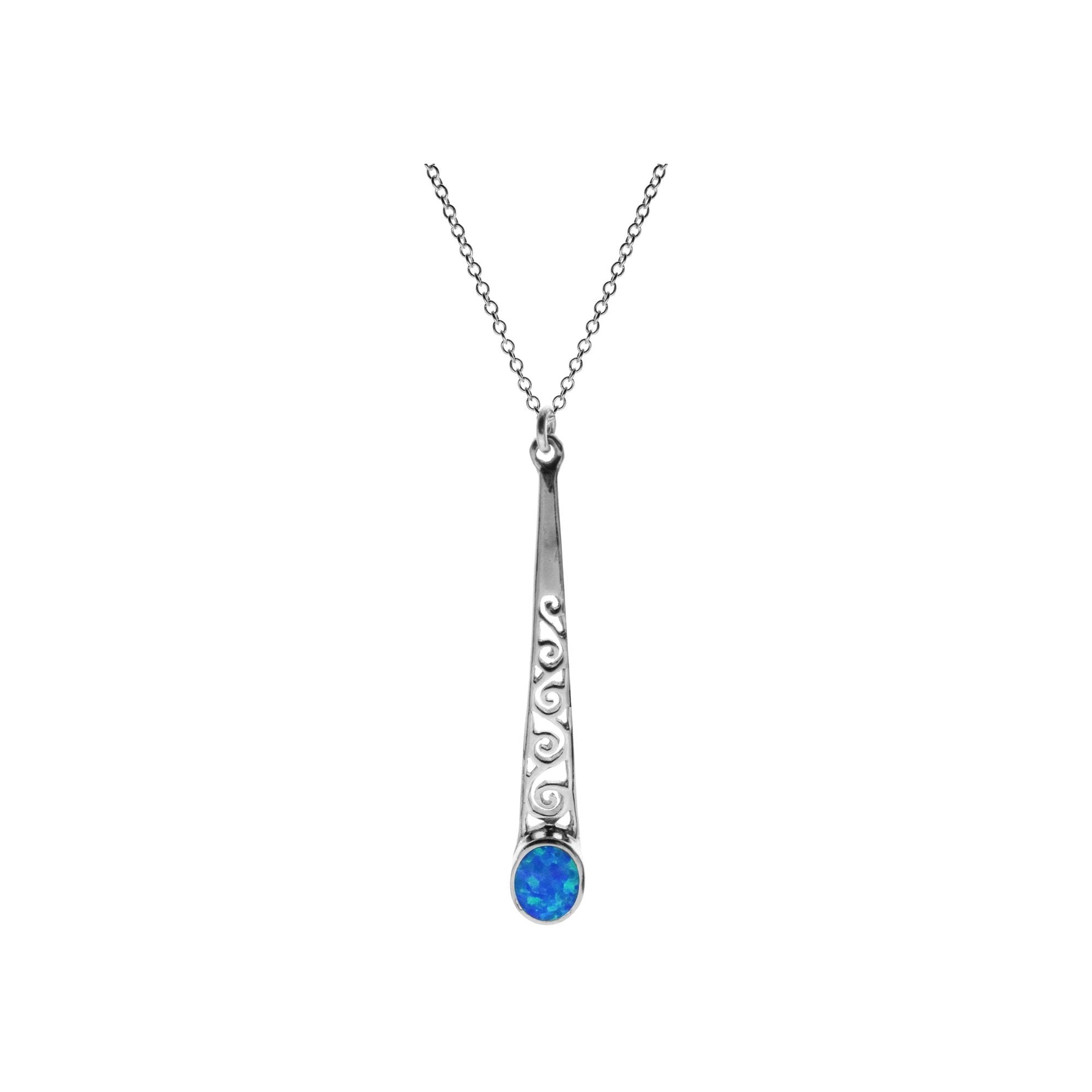 Chloe blue opalique necklace with cut out swirls