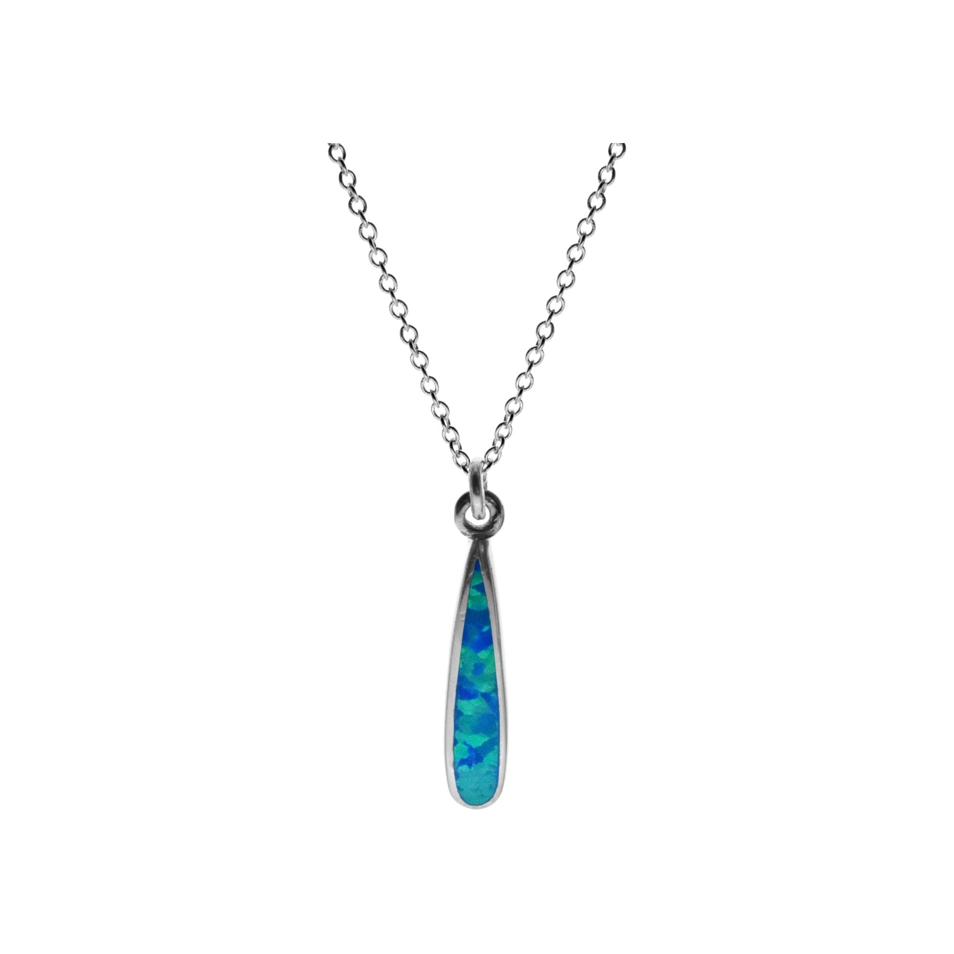 Chloe elongated blue opalique teardrop necklace