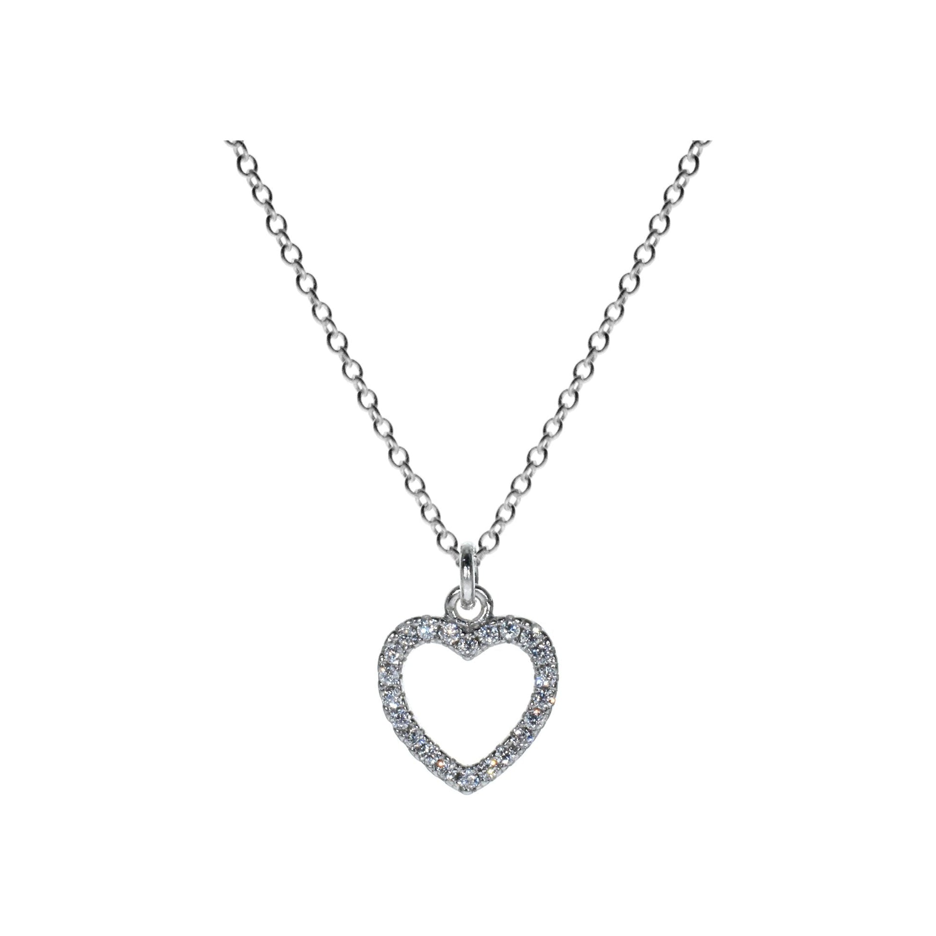Tiffany open heart CZ necklace