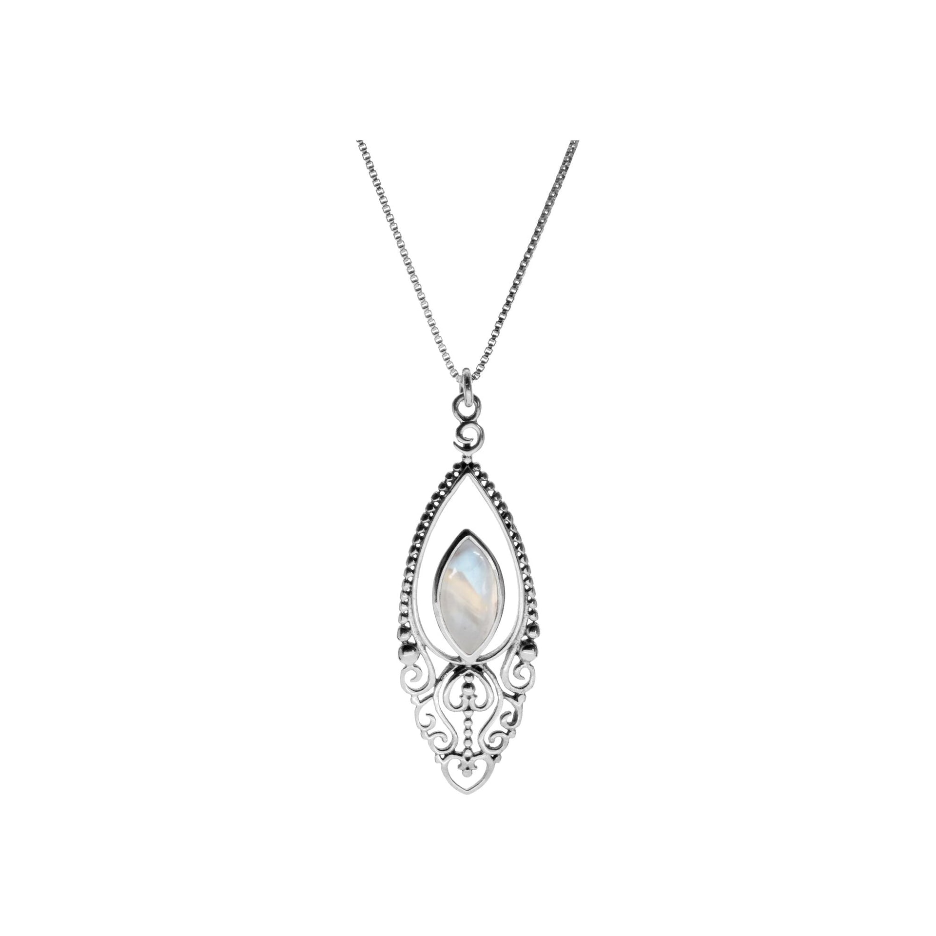 Chloe ornate rainbow moonstone necklace