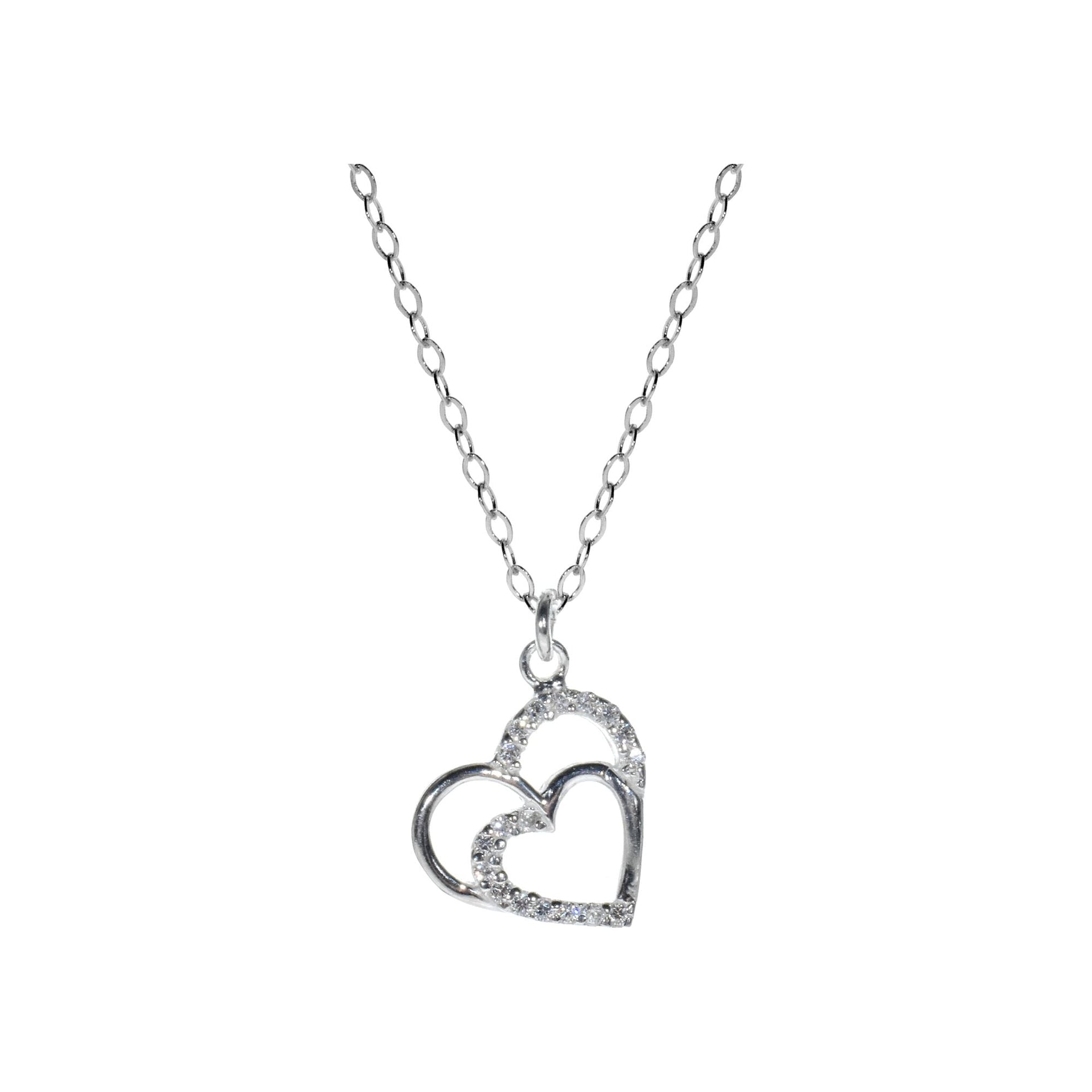 Chloe double heart CZ necklace