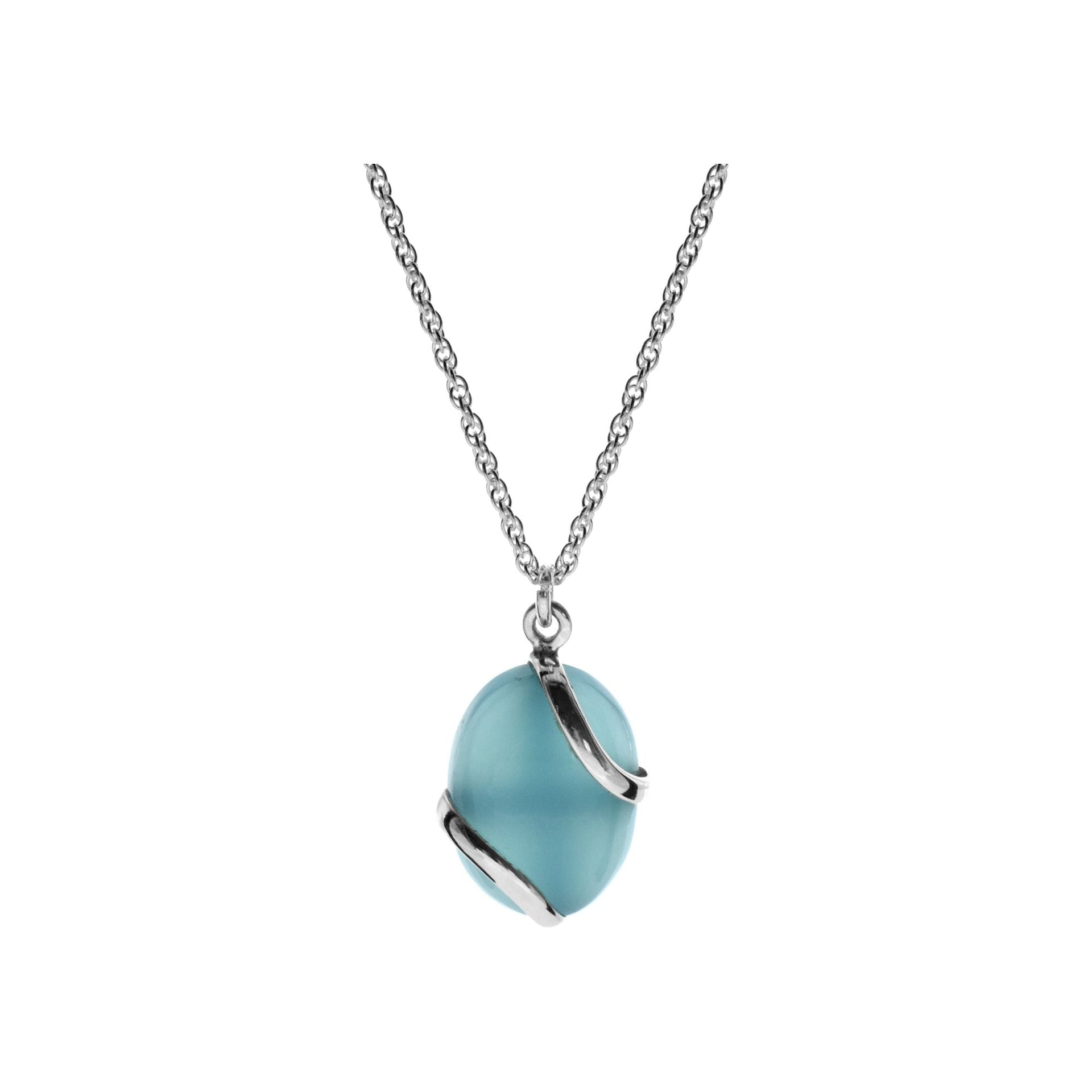 Amy blue chalcedony with wire overlay necklace