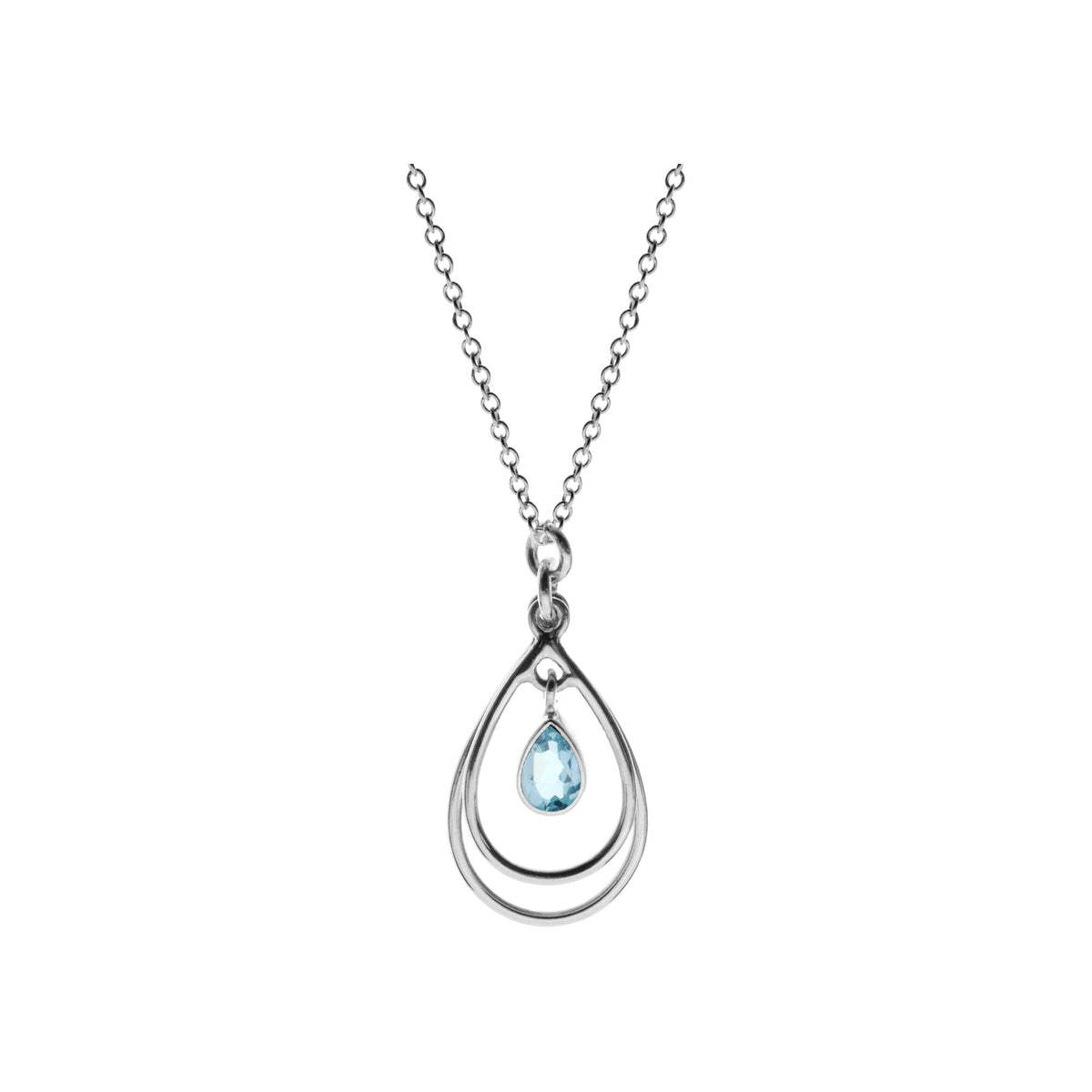 Ivy blue topaz open teardrop necklace