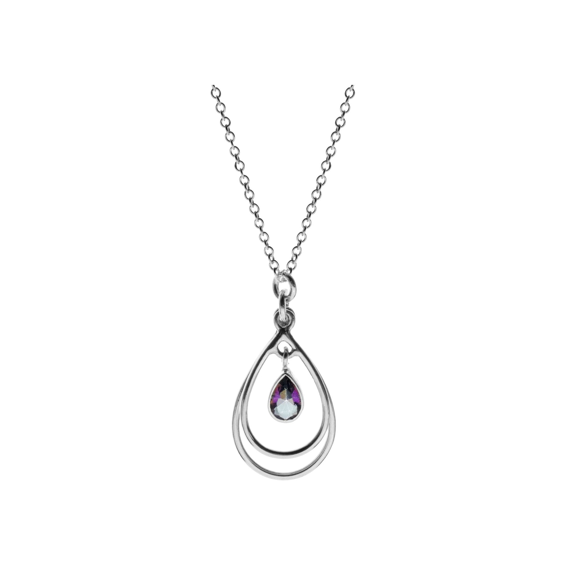 Chloe mystic topaz open teardrop necklace
