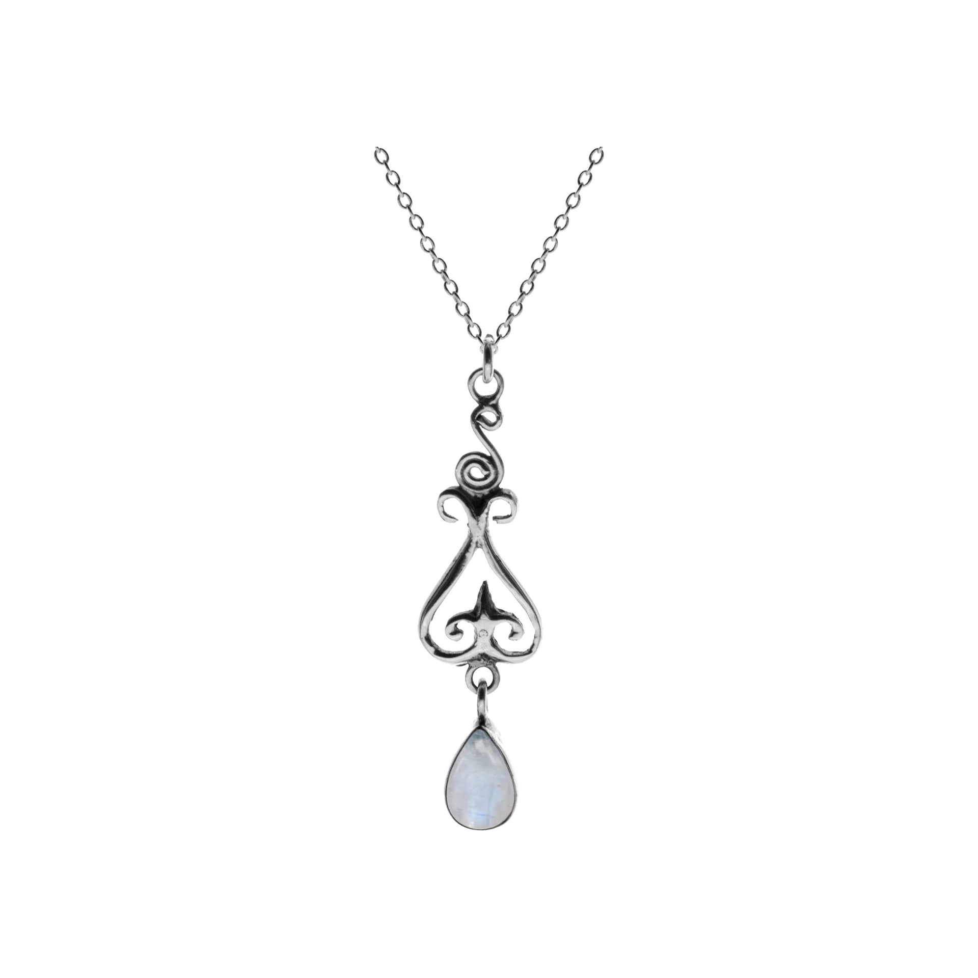 Chloe rainbow moonstone fleur de lis necklace