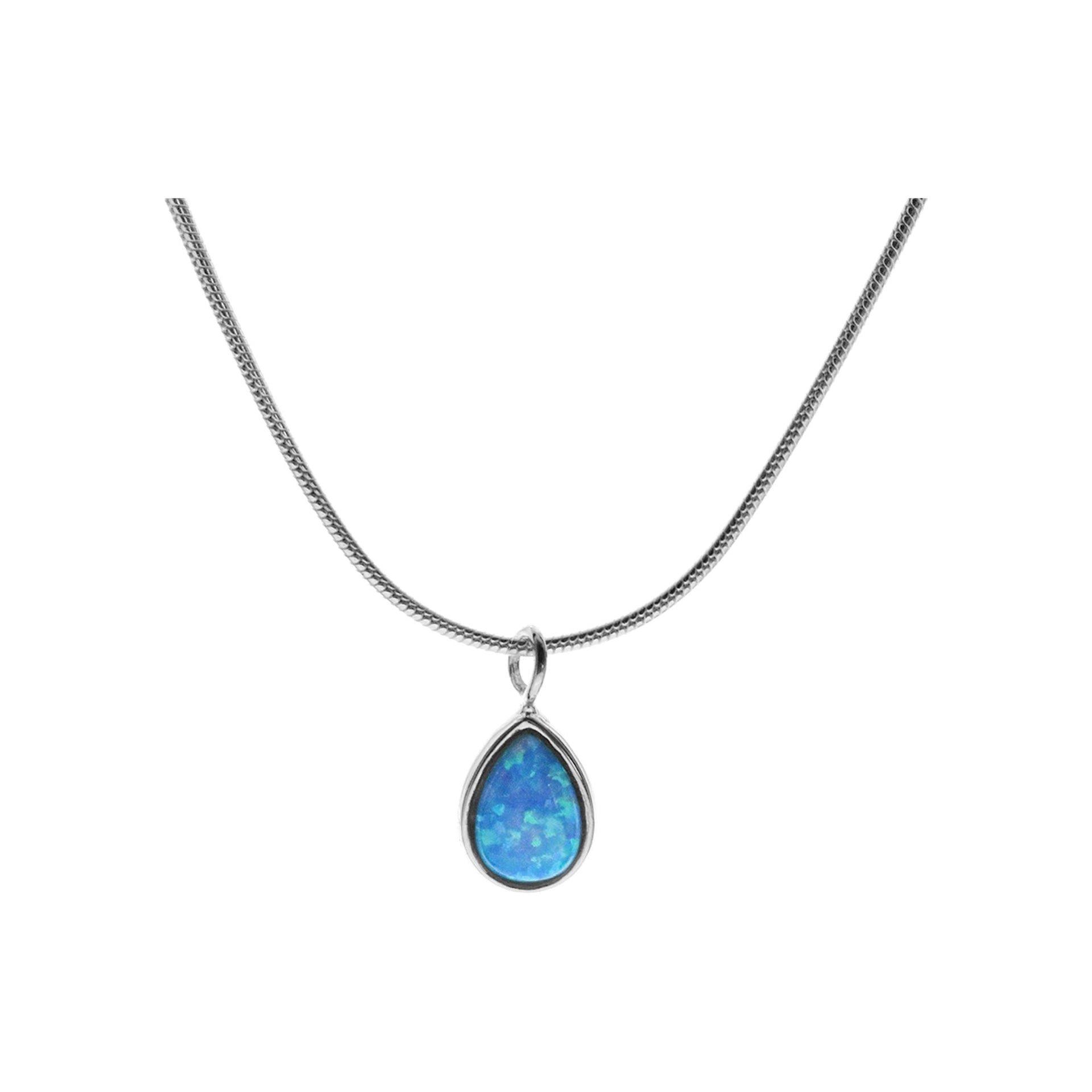 Chloe blue opalique teardrop on snake chain