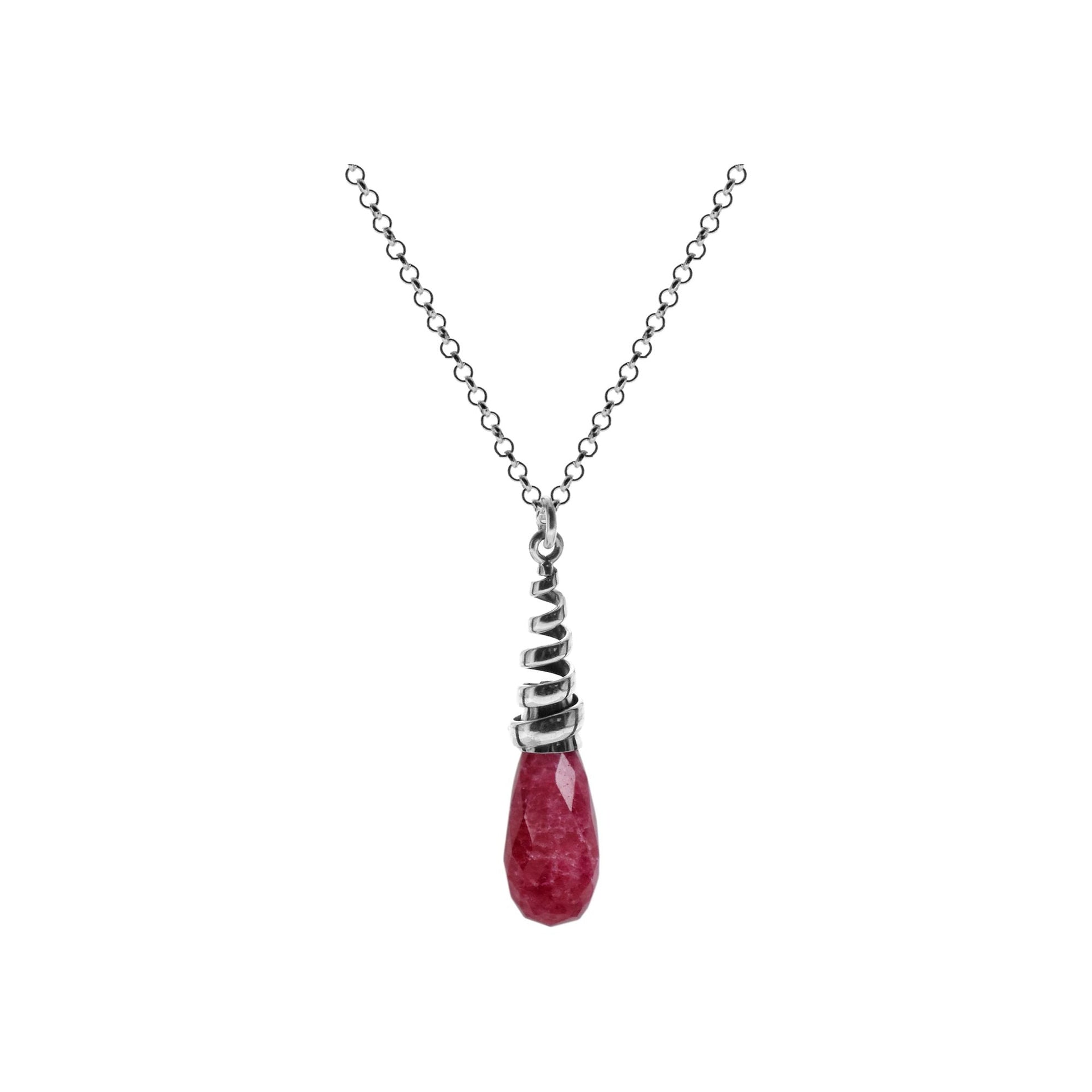 Chloe briolette ruby quartz coiled top necklace