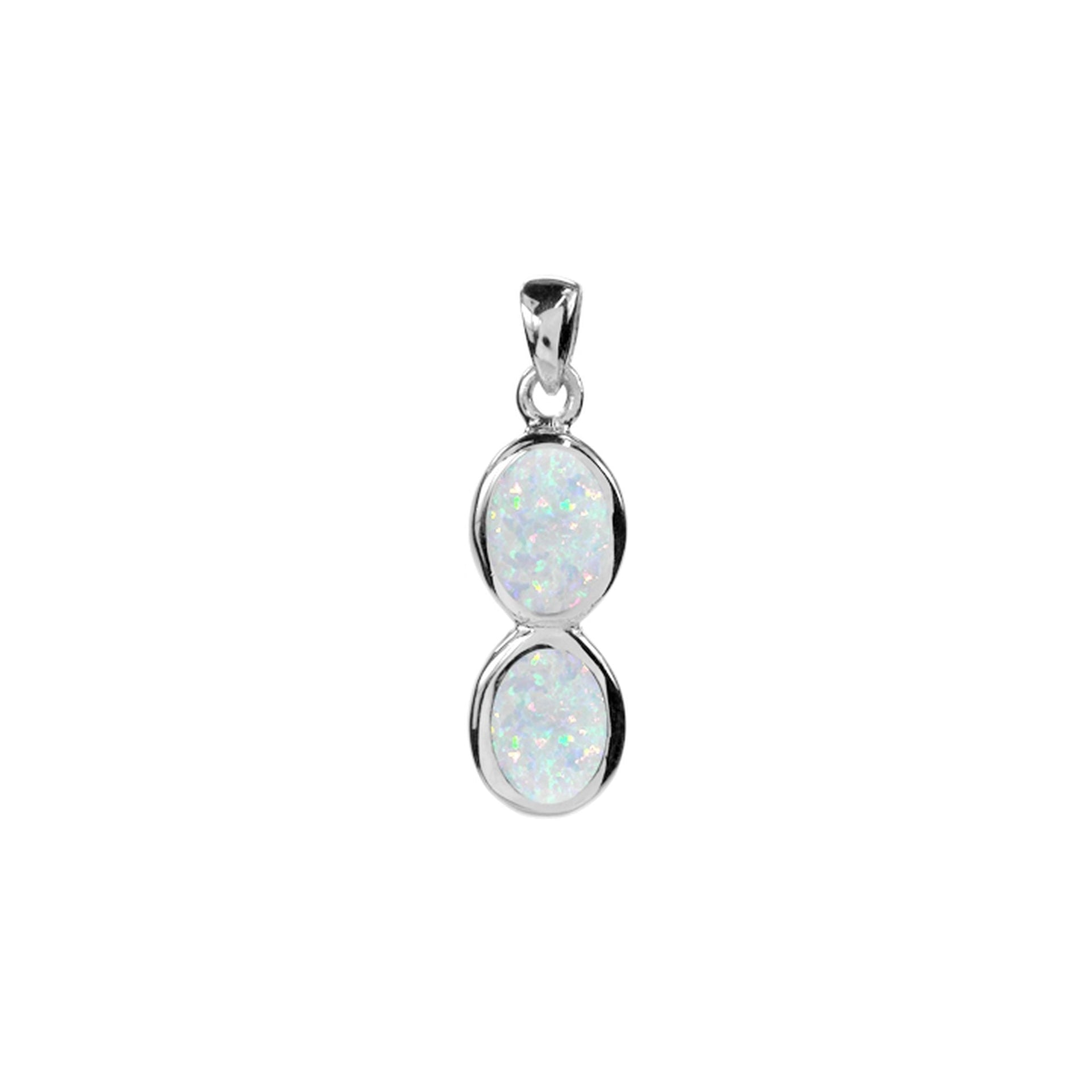 Diana double oval white opalique pendant
