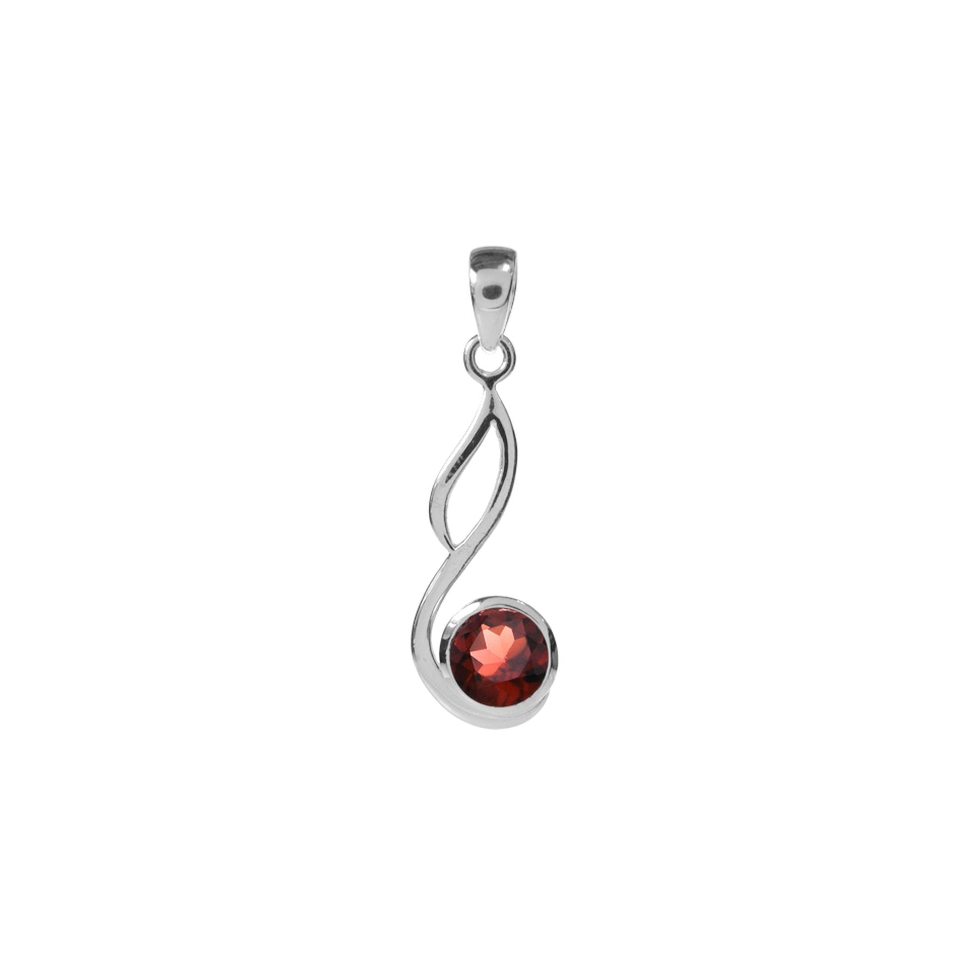 Lola garnet with swept open loop pendant
