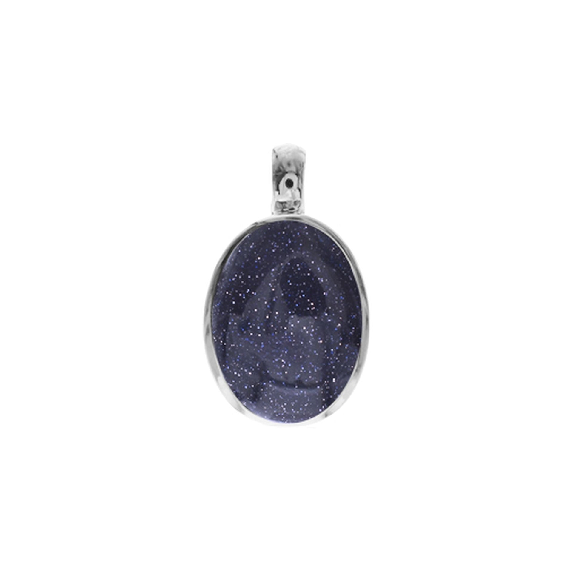 Samira plain oval blue goldstone pendant
