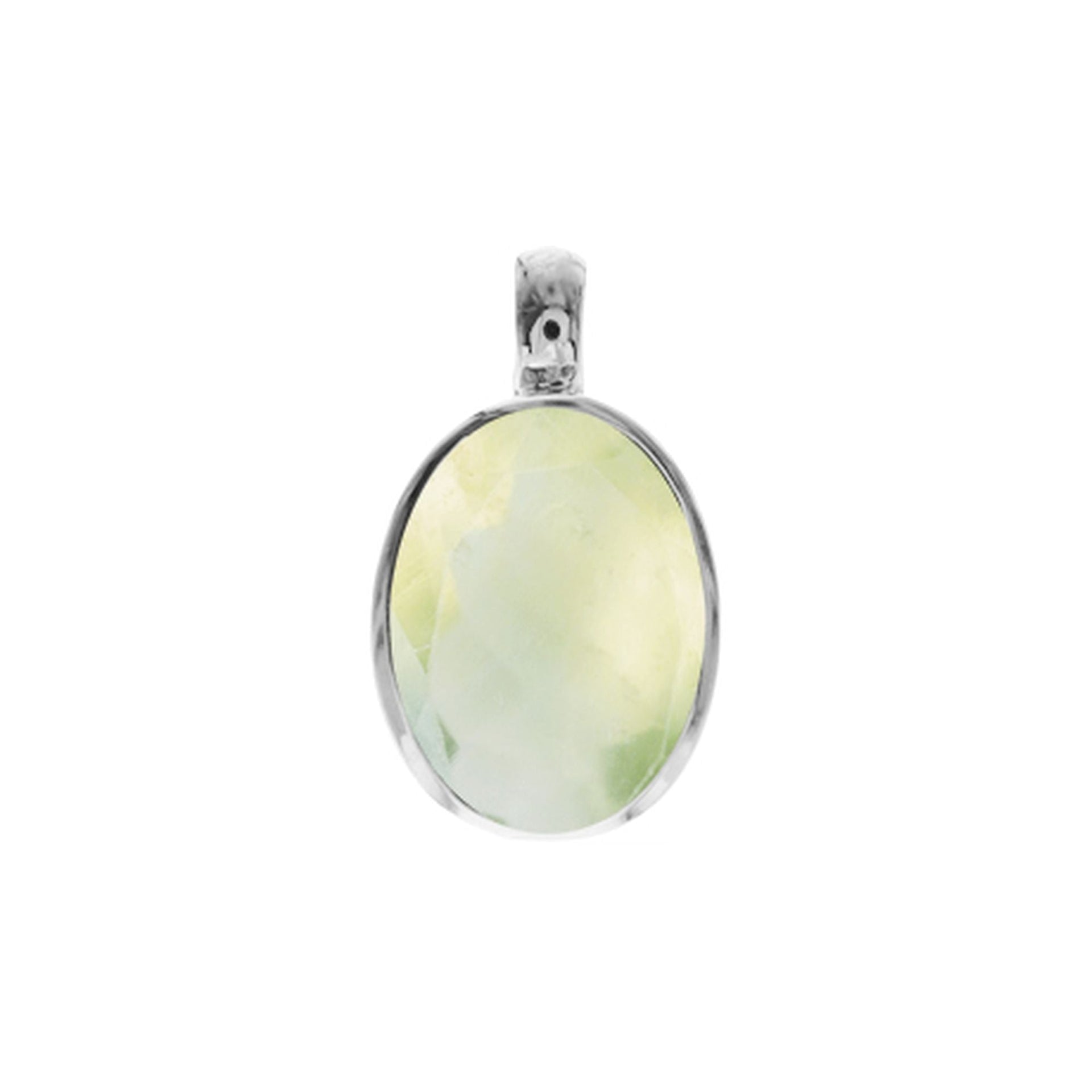 Samira plain oval prehnite pendant