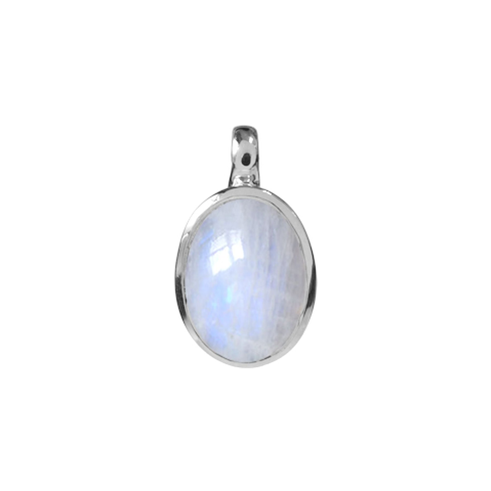 Samira plain oval rainbow moonstone pendant