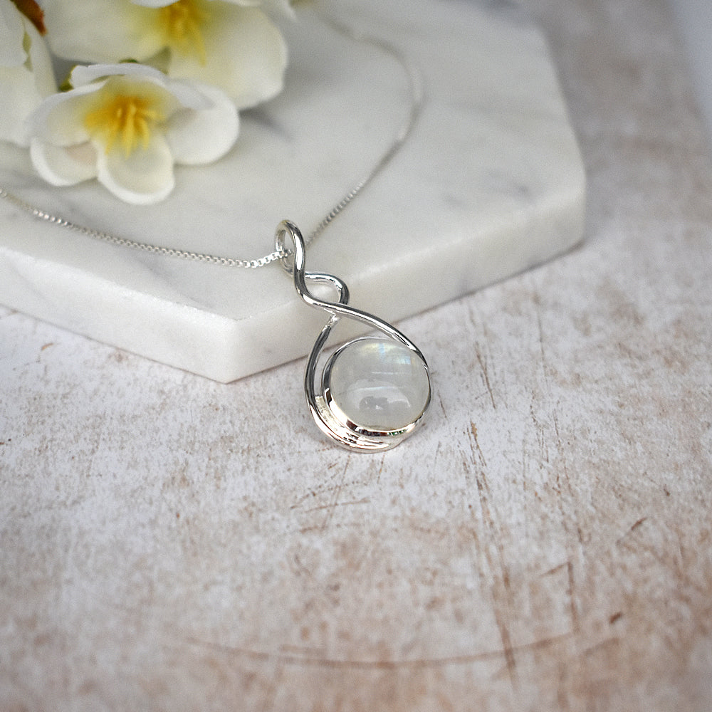 Amy squiggle rainbow moonstone pendant