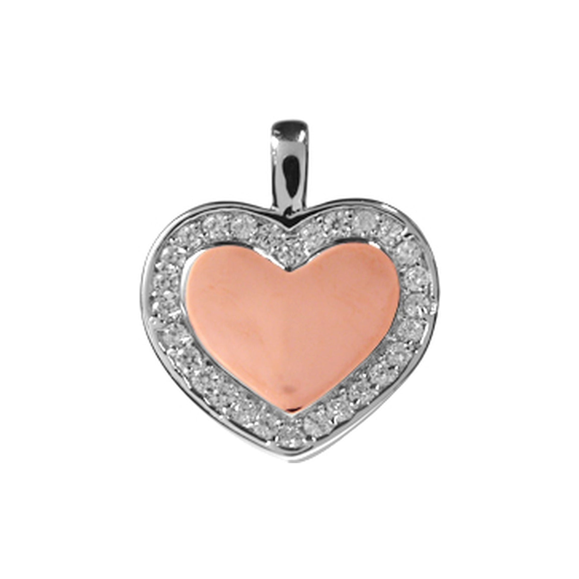 Rose gold plated heart pendant with CZ surround