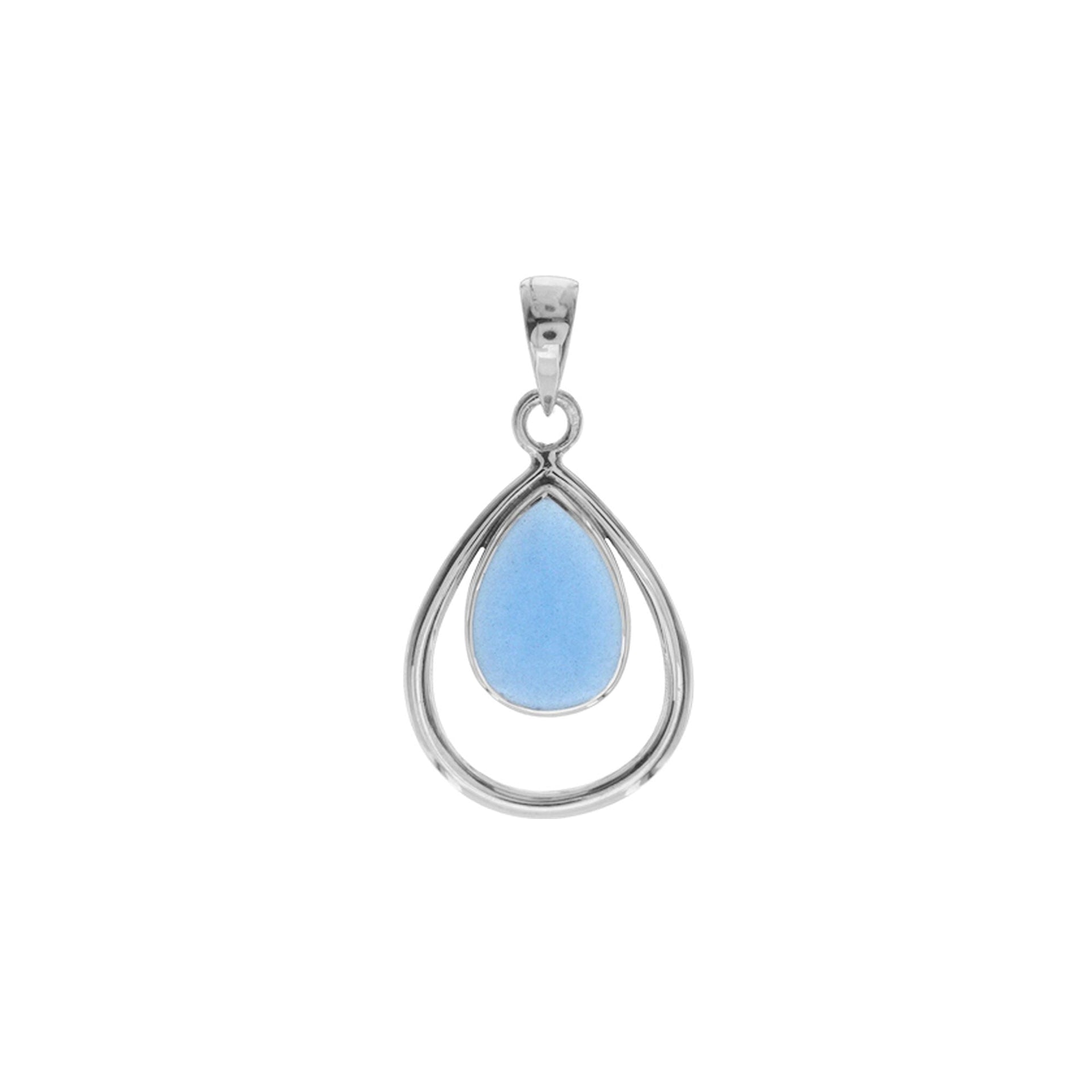 Amy open teardrop blue chalcedony pendant