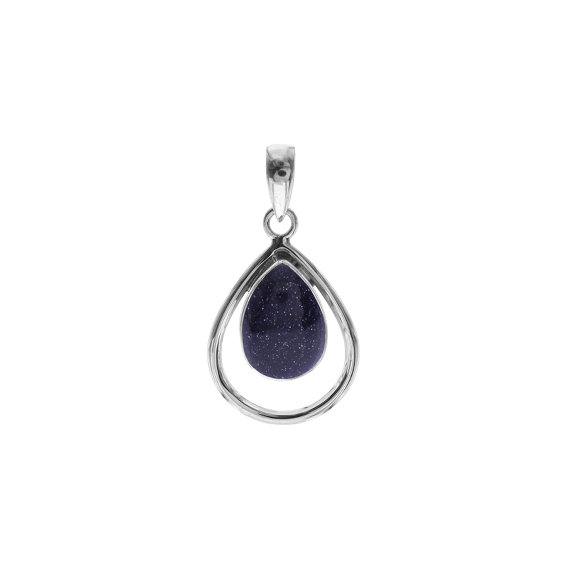 Amy open teardrop blue goldstone pendant