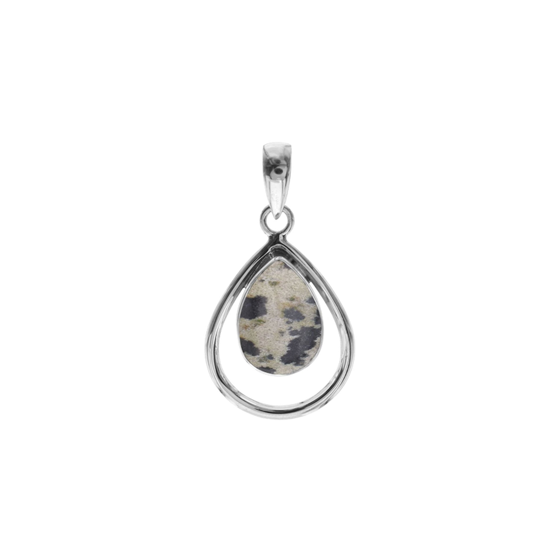 Amy open teardrop dalmatian jasper pendant