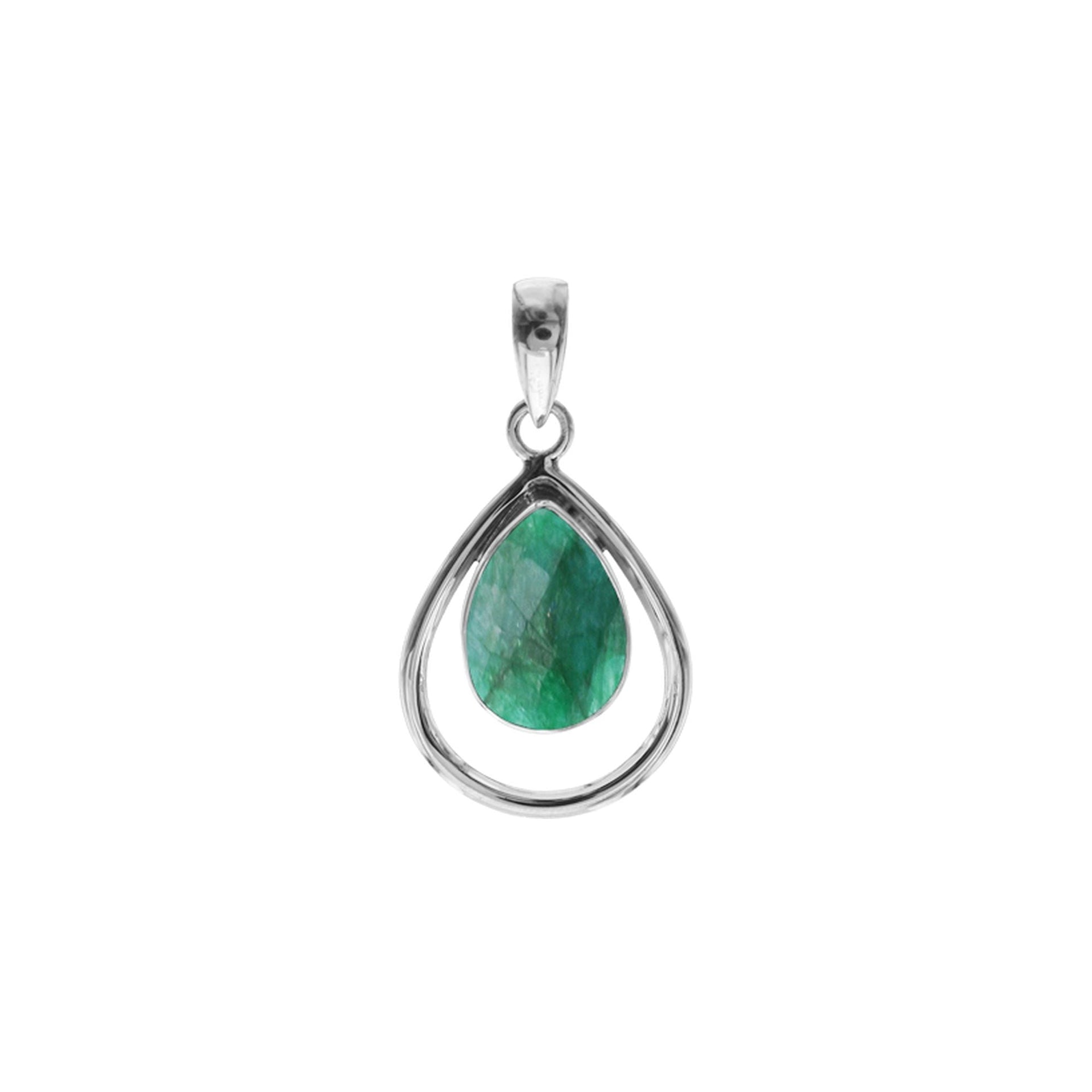 Amy open teardrop emerald quartz pendant