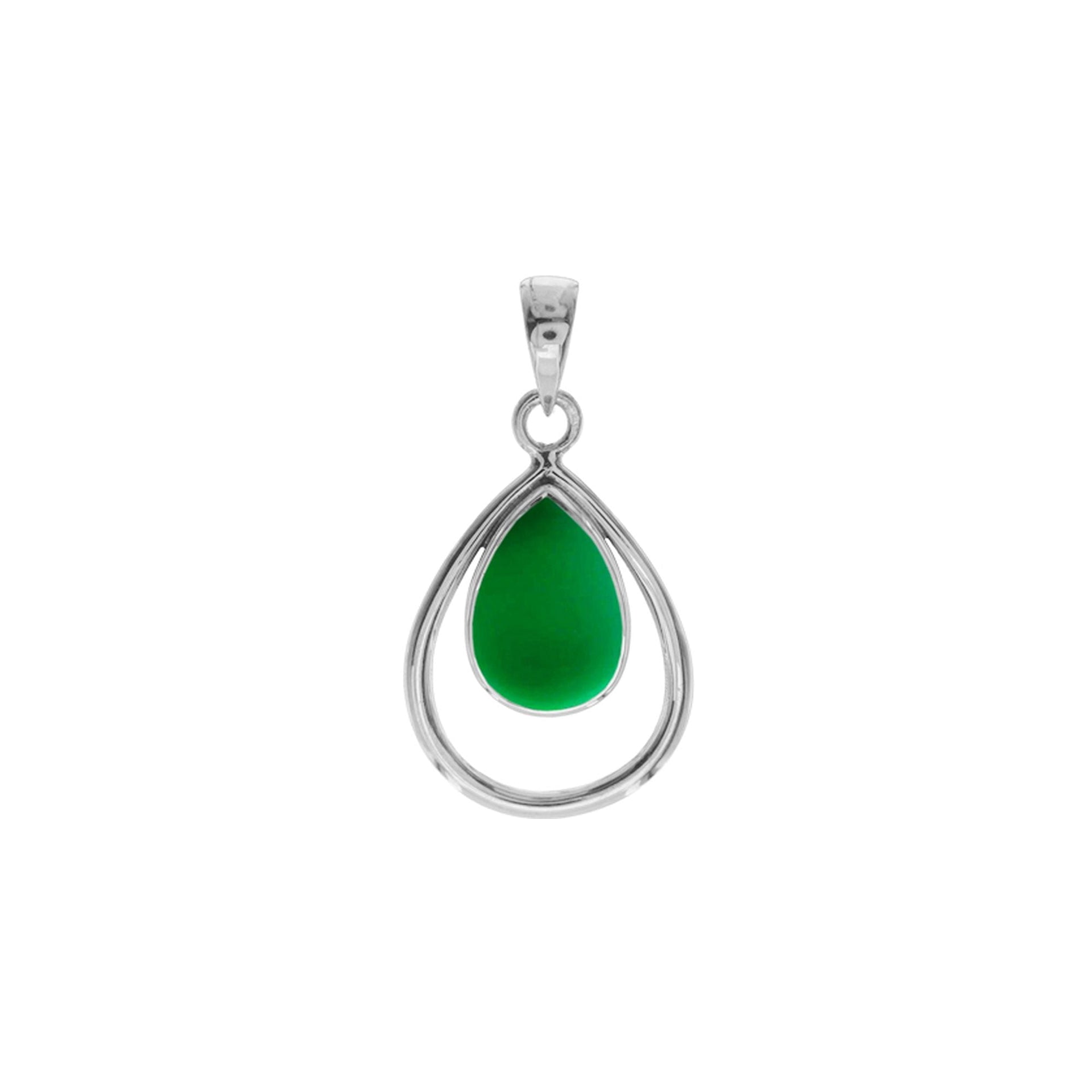 Amy open teardrop green agate pendant