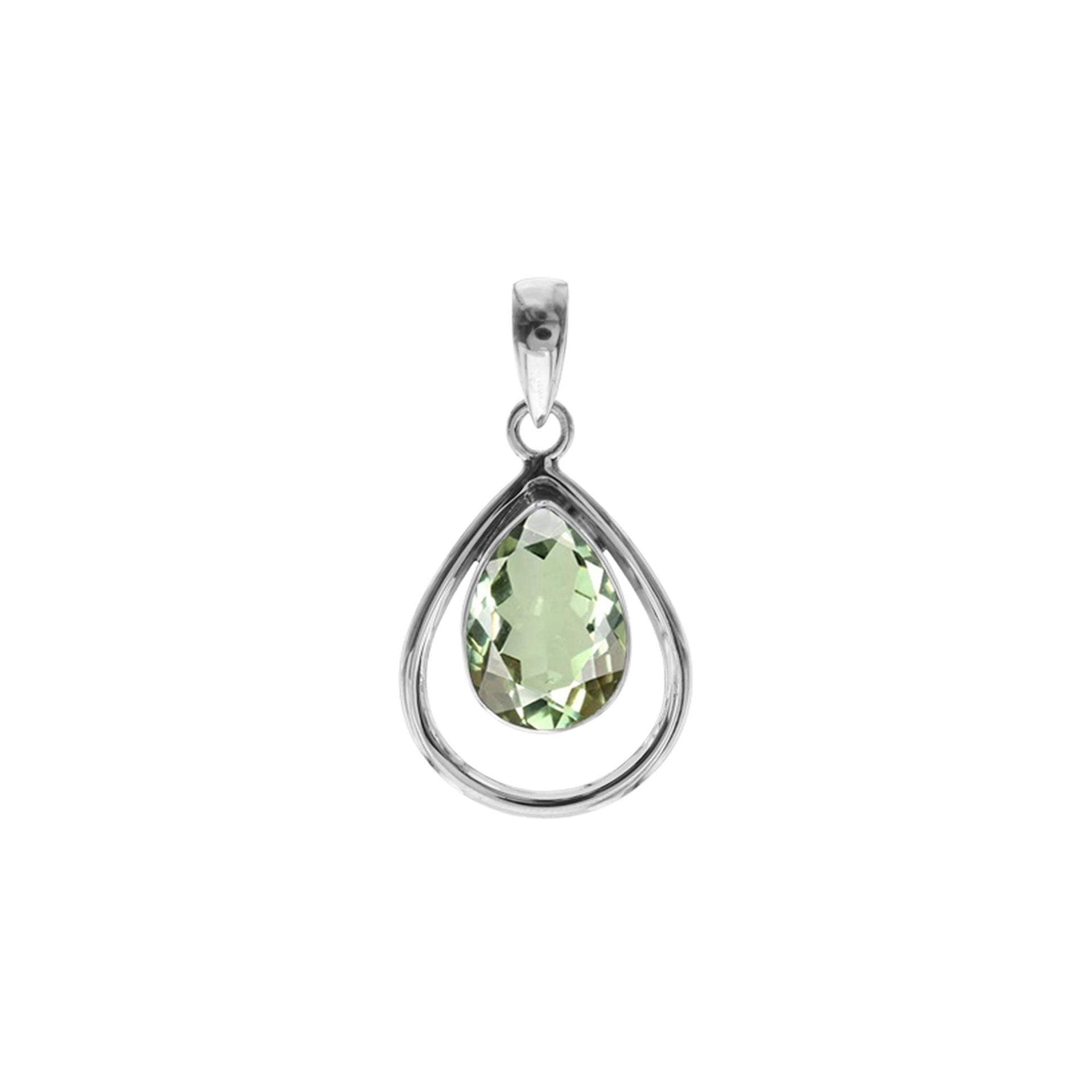 Amy open teardrop green amethyst pendant