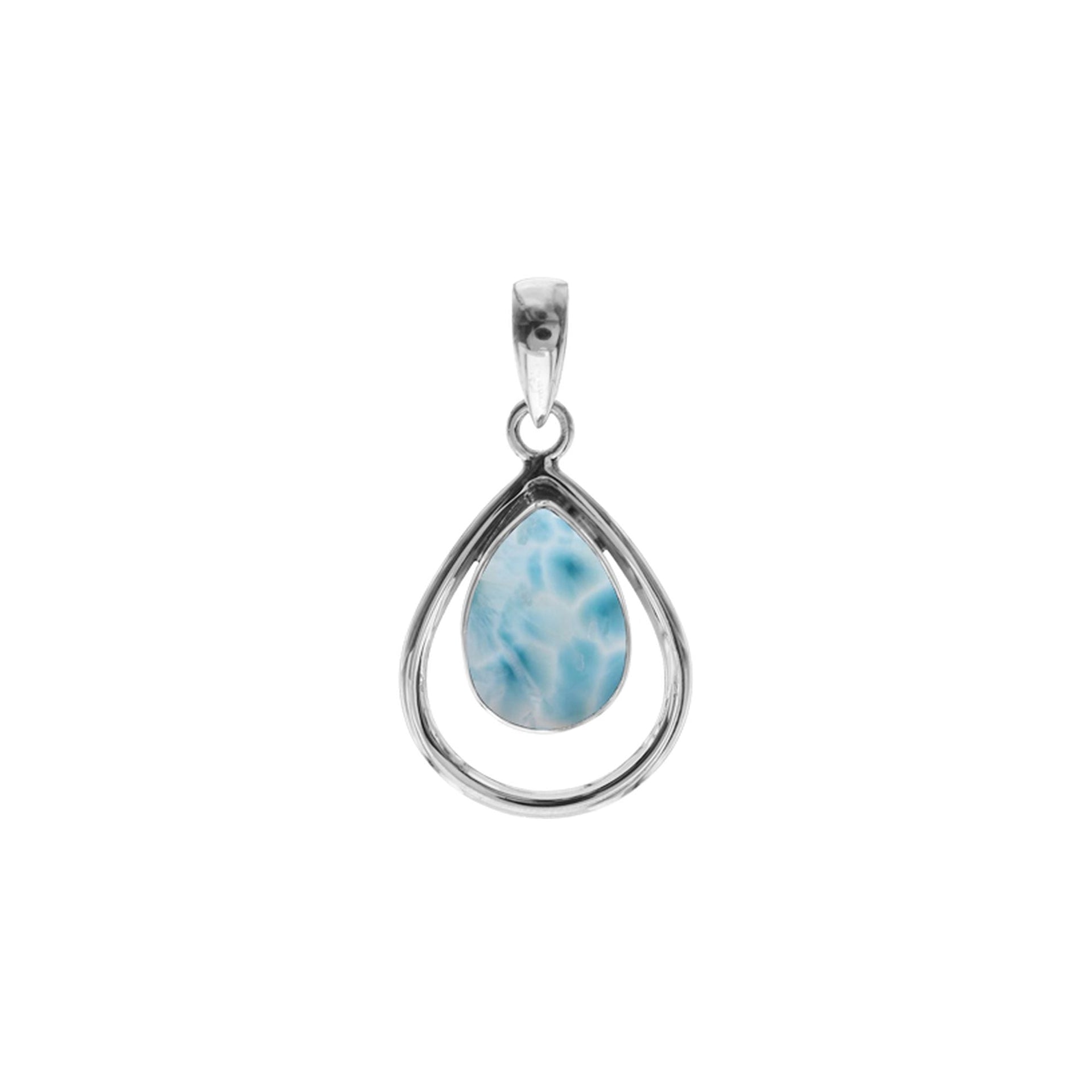 Amy open teardrop larimar pendant